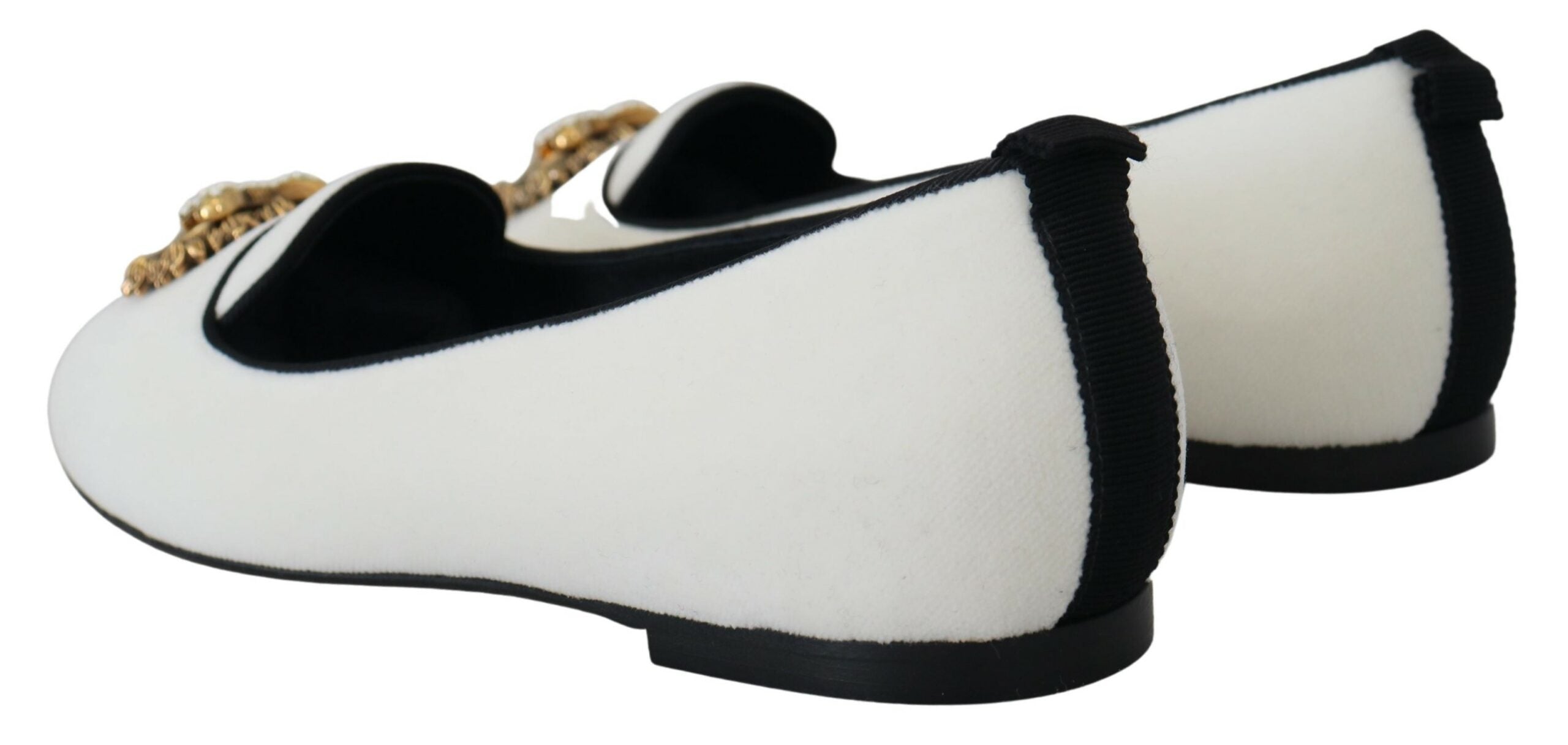 Dolce & Gabbana White Velvet Slip Ons Loafers Flats Glam Steals