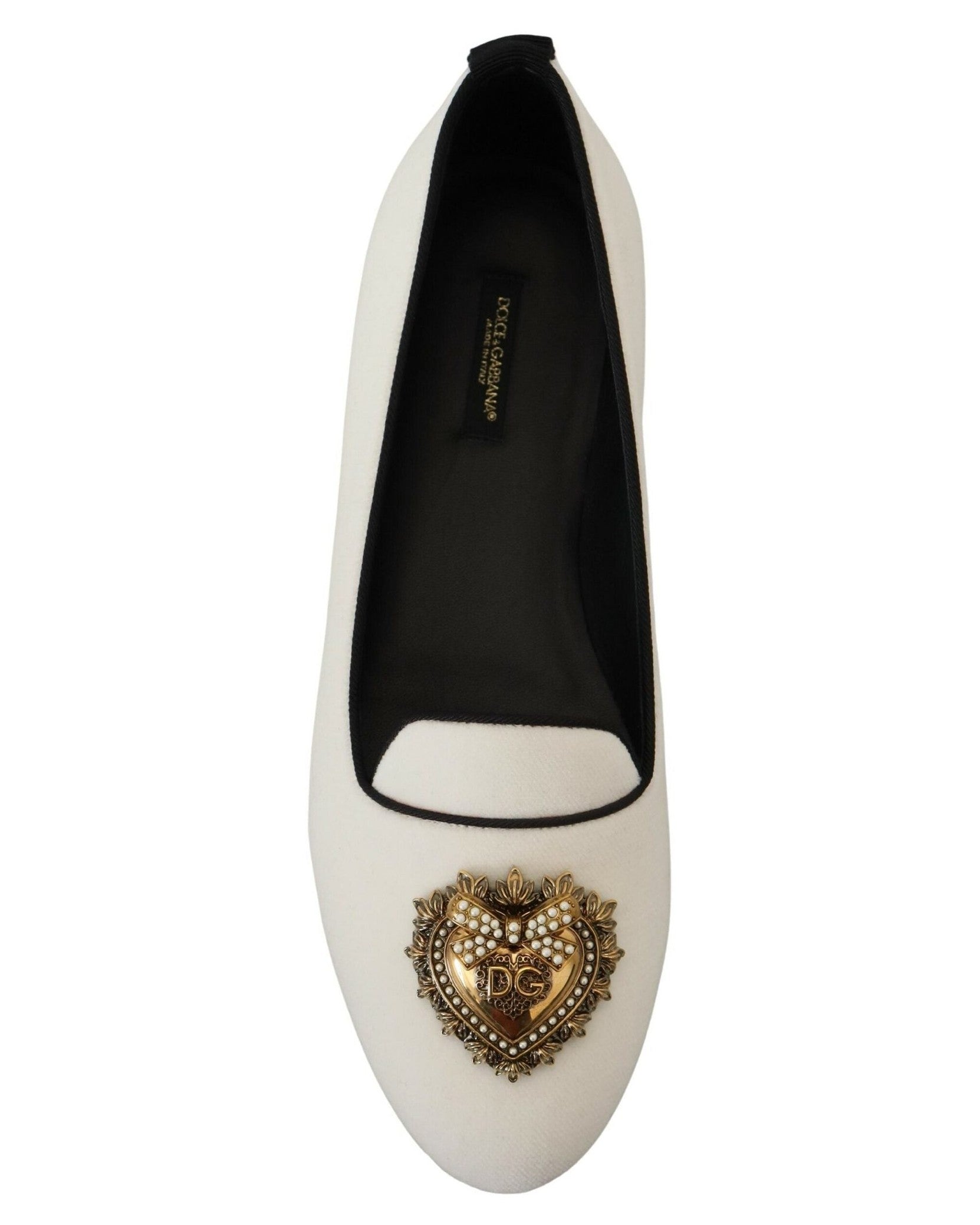 Dolce & Gabbana White Velvet Slip Ons Loafers Flats Flats