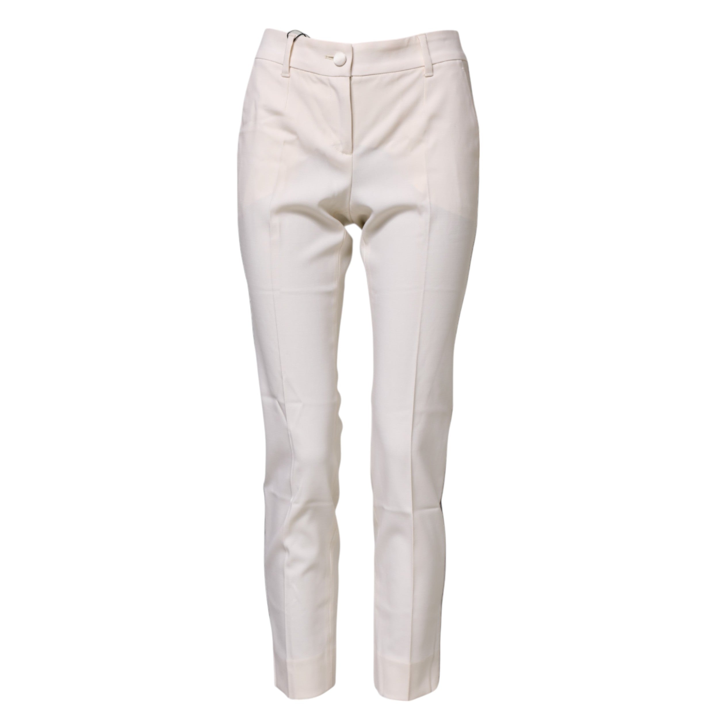 Dolce & Gabbana White Wool Tapered High Waist Pant Glam Steals