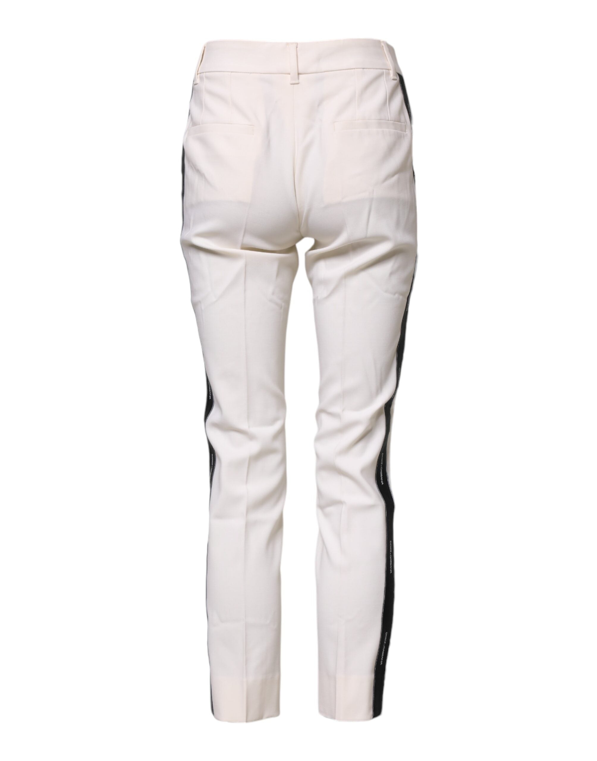 Dolce & Gabbana White Wool Tapered High Waist Pant Glam Steals