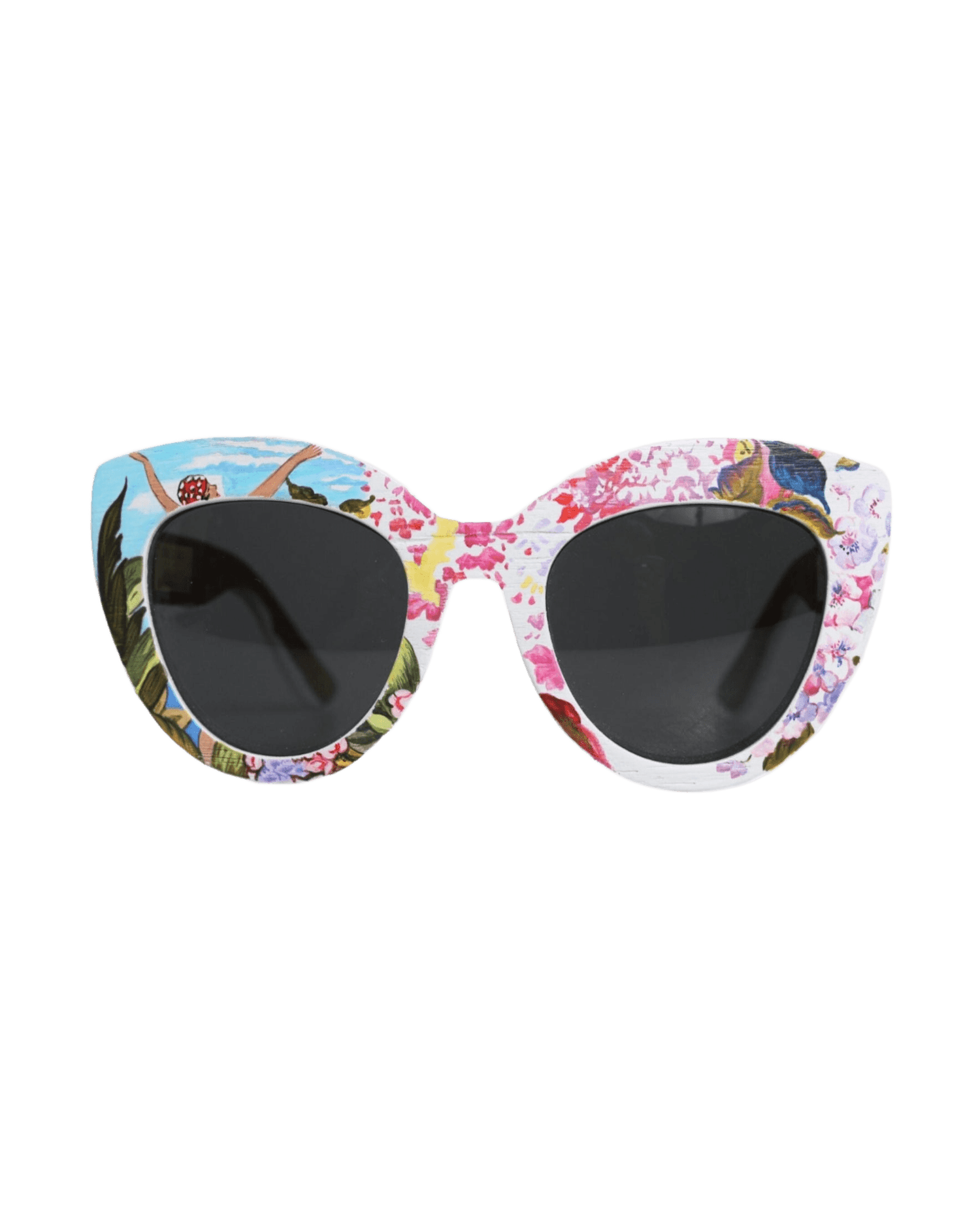 Dolce & Multicolor Gabbana Wood Crystal Brass Frame Floral Hand Paint Sunglasses Glam Steals