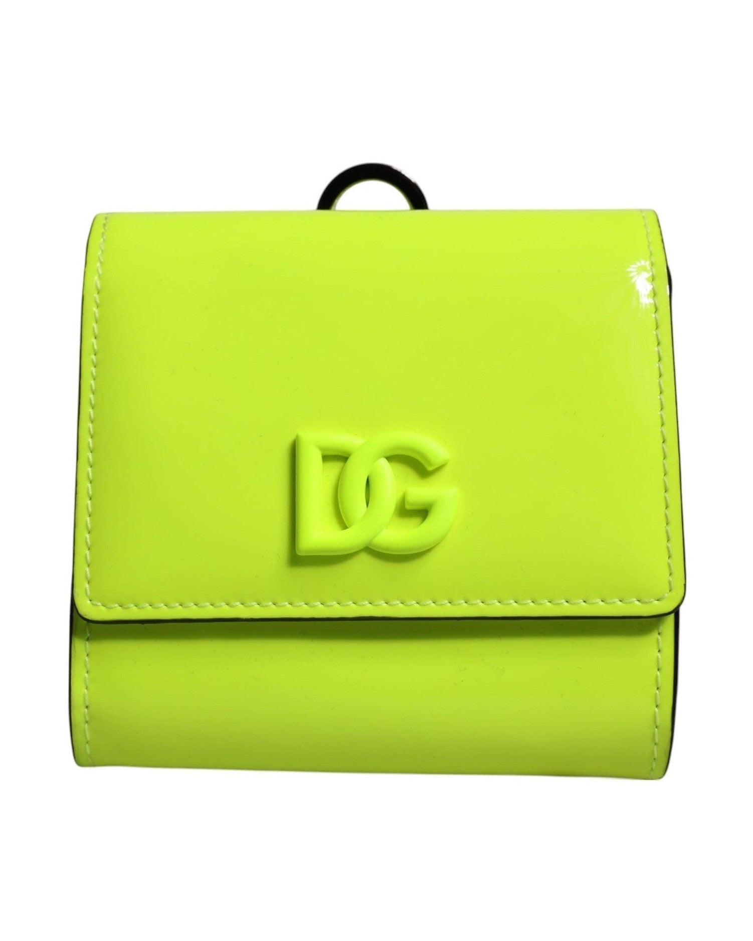 Dolce & Gabbana Bifold Dg Logo Neck Strap Cardholder Yellow Green Wallet Glam Steals