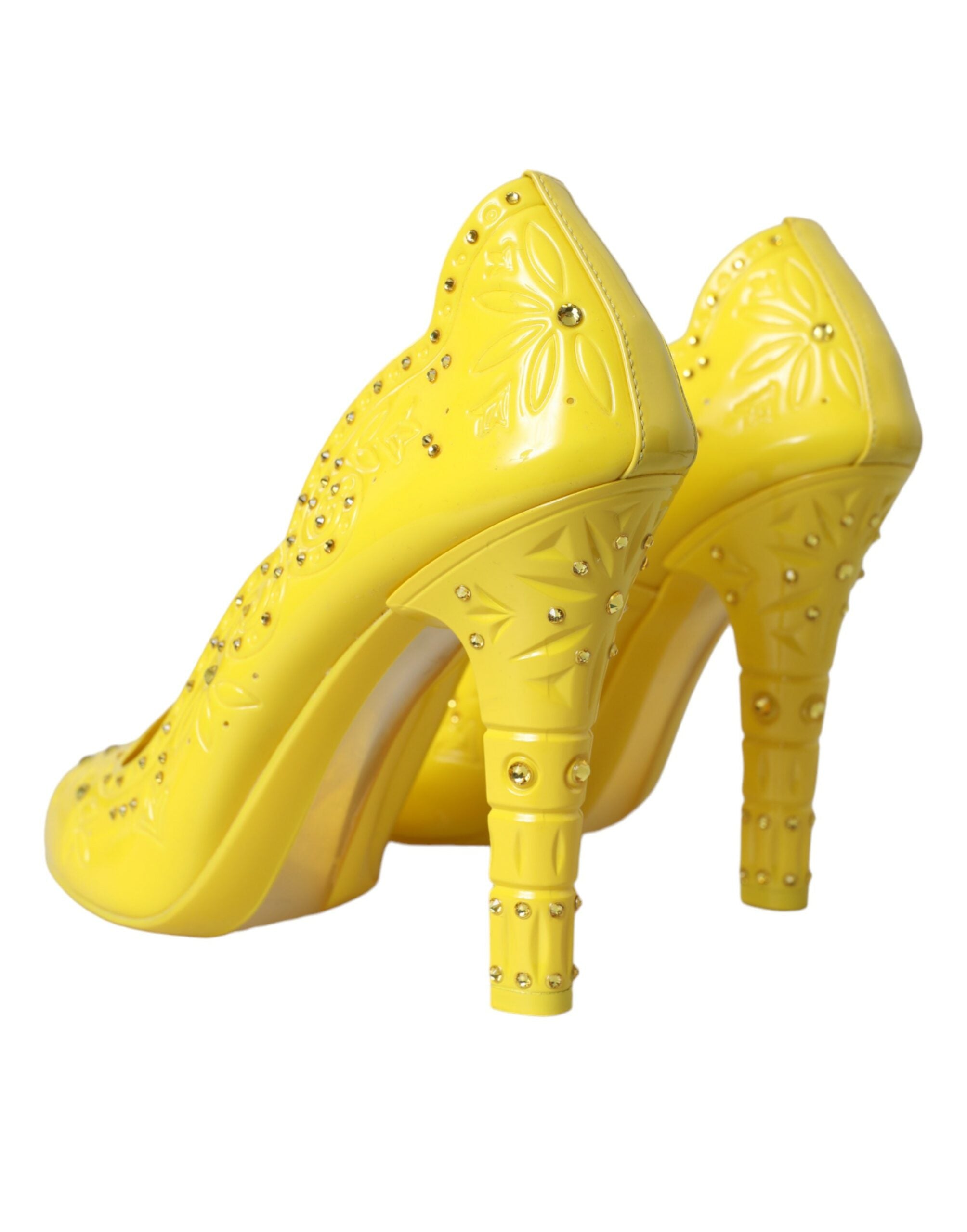 Dolce & Gabbana Yellow Crystal Cinderella Heels Pumps Shoes Glam Steals