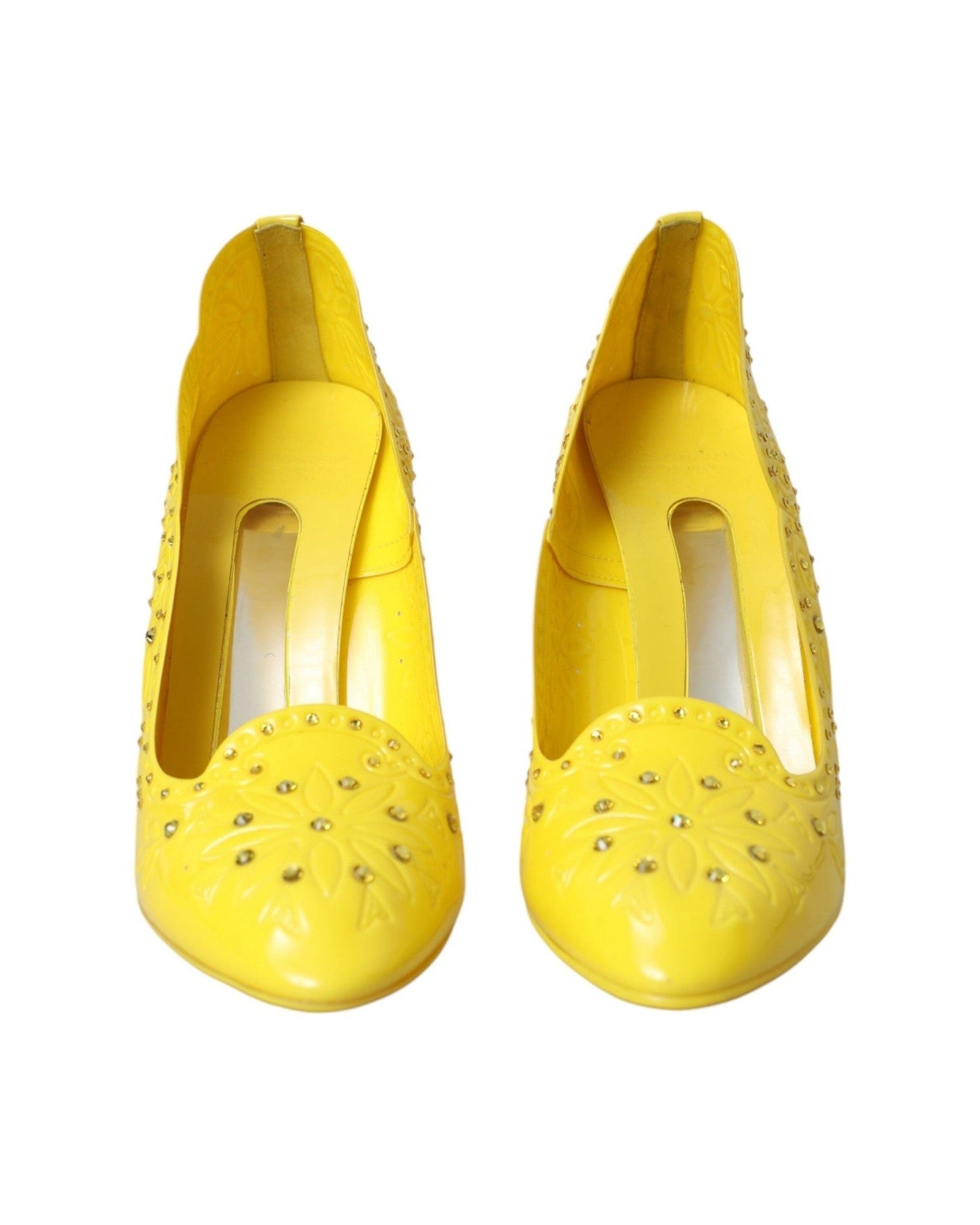 Dolce & Gabbana Yellow Crystal Cinderella Heels Pumps Shoes Glam Steals