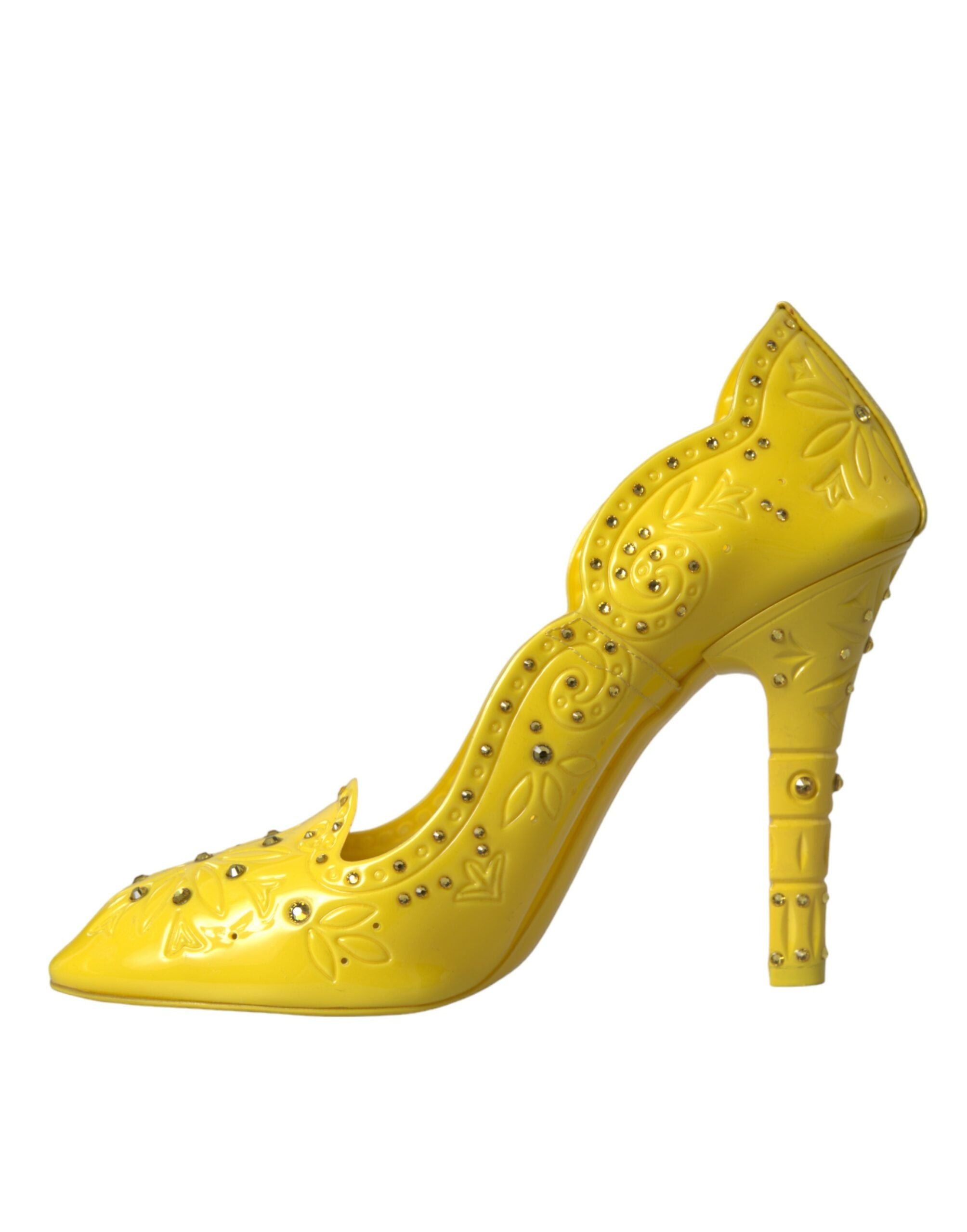 Dolce & Gabbana Yellow Crystal Cinderella Heels Pumps Shoes Glam Steals