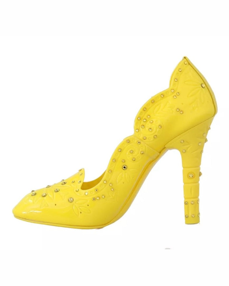 Dolce & Gabbana Yellow Crystal Heels Cinderella Shoes Heels