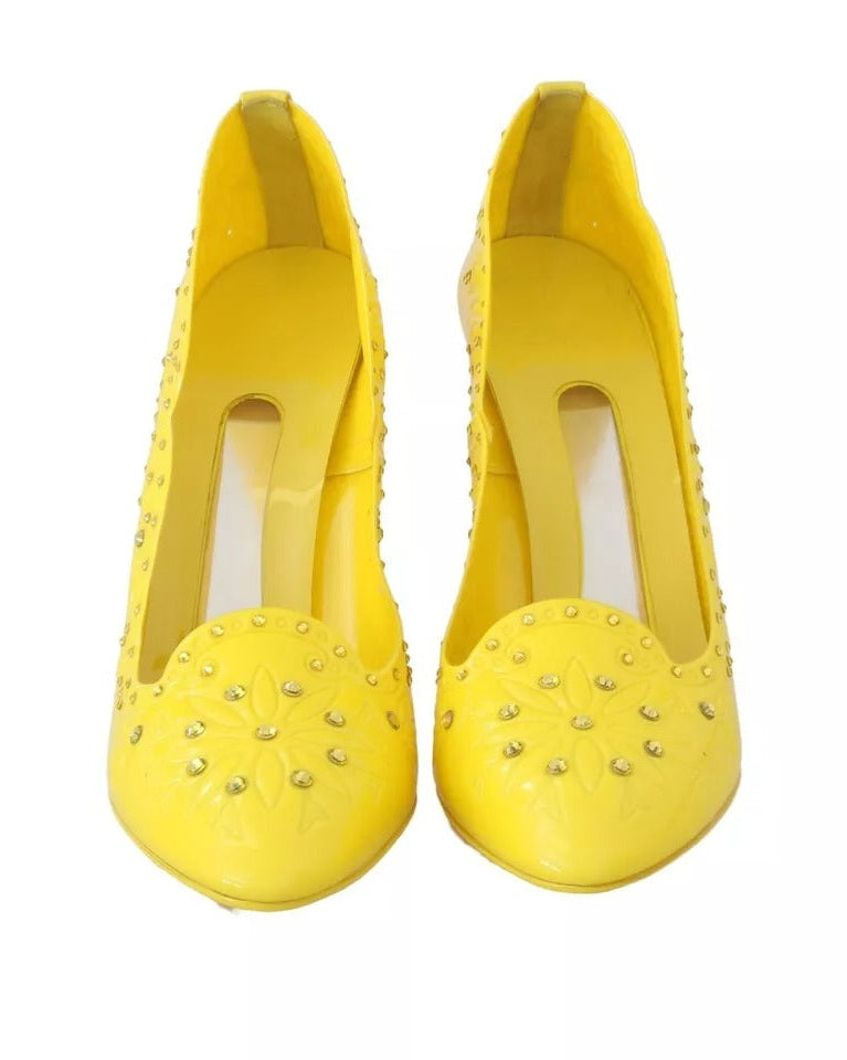 Dolce & Gabbana Yellow Crystal Heels Cinderella Shoes Heels