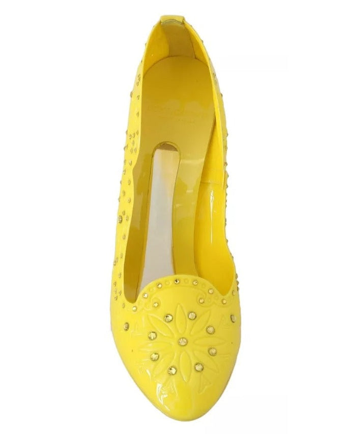 Dolce & Gabbana Yellow Crystal Heels Cinderella Shoes Heels