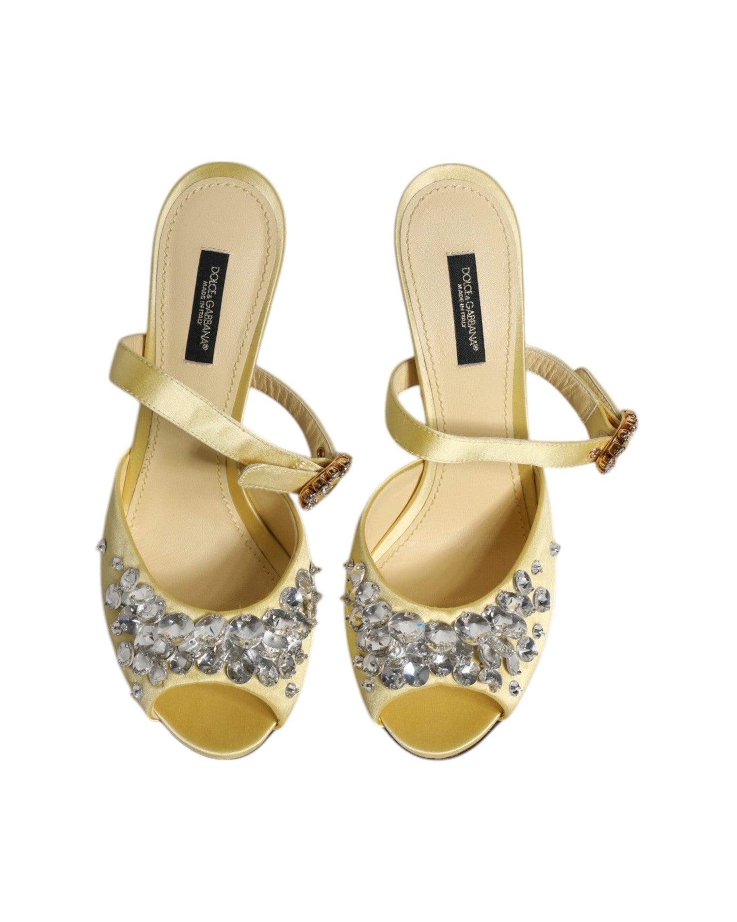 Dolce & Gabbana Yellow Crystal Slides Keira Sandals Shoes Heels