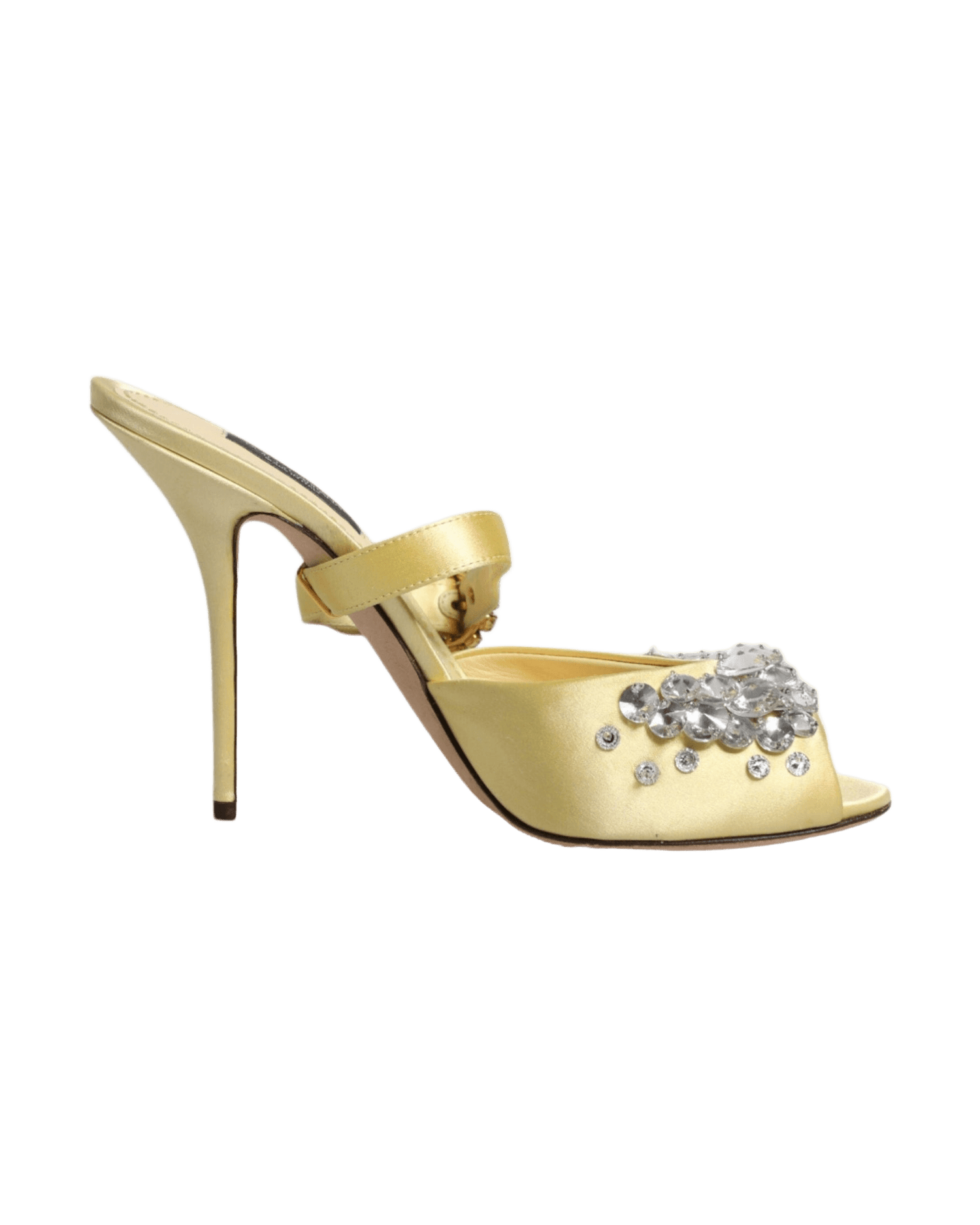 Dolce & Gabbana Yellow Crystal Slides Keira Sandals Shoes Heels