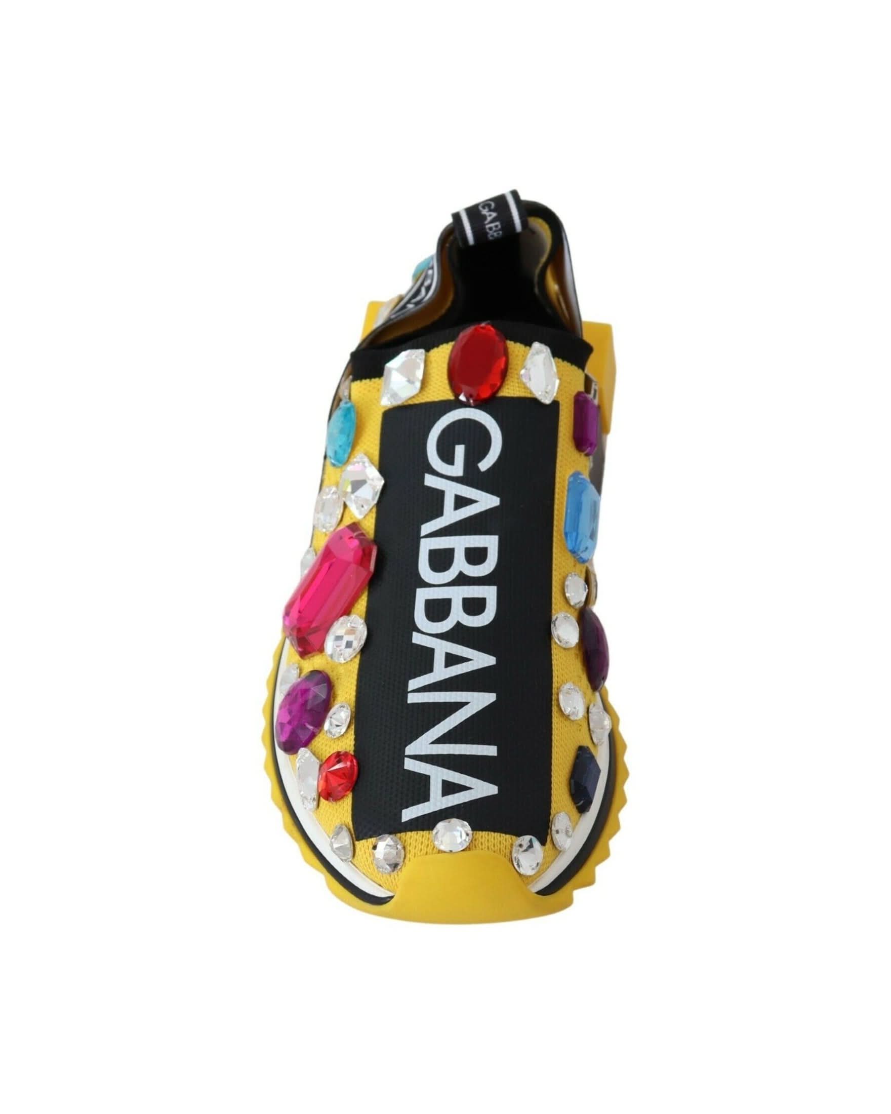 Dolce & Gabbana Yellow Crystals Sneakers Shoes Sneakers
