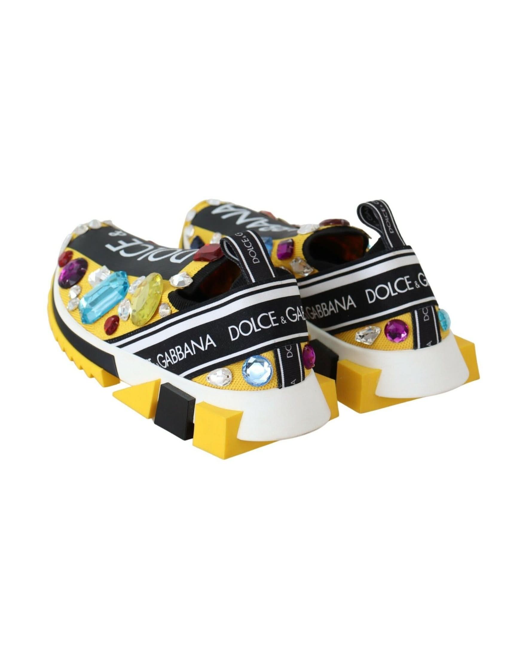 Dolce & Gabbana Yellow Crystals Sneakers Shoes Sneakers