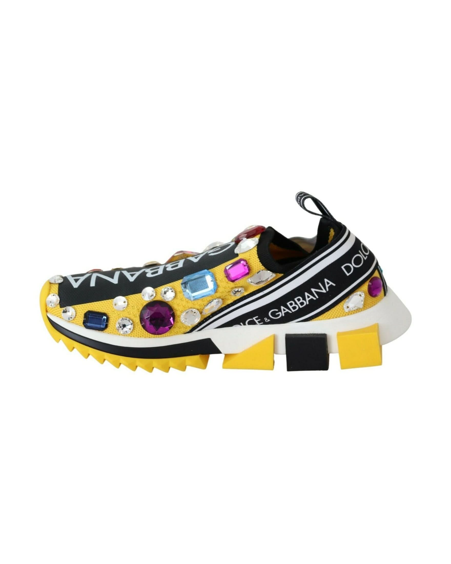 Dolce & Gabbana Yellow Crystals Sneakers Shoes Sneakers