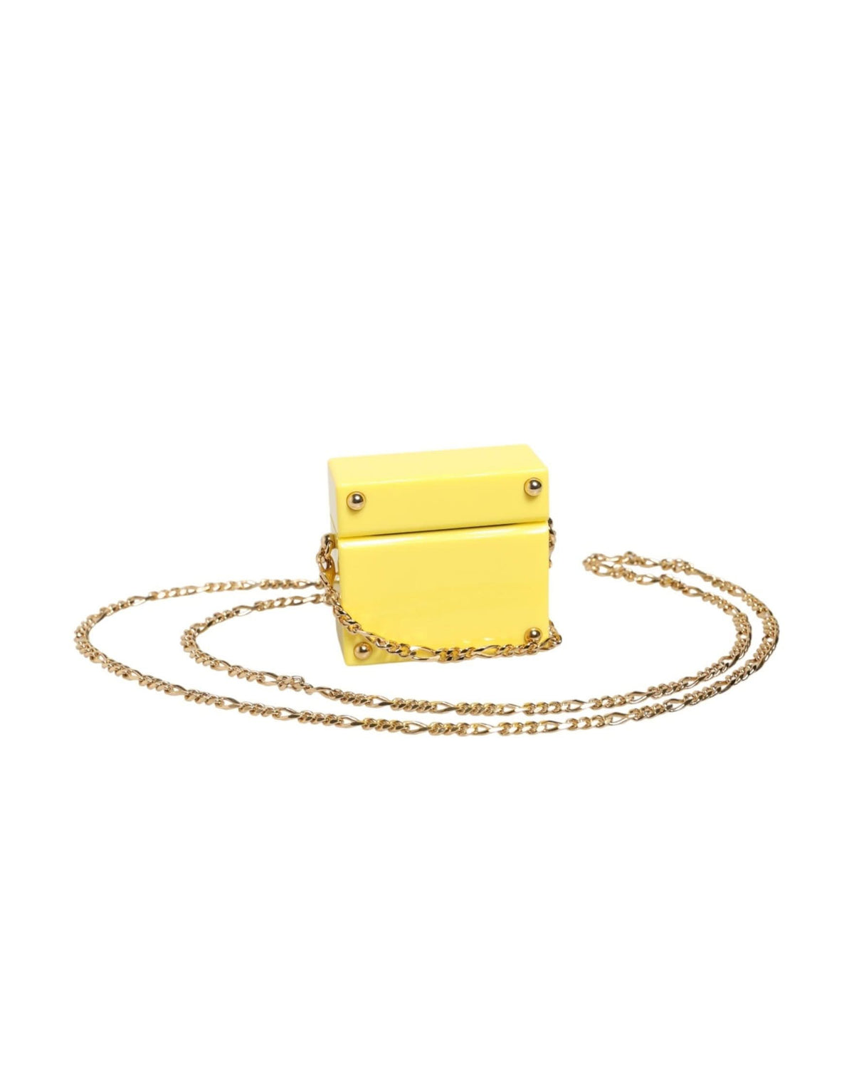 Dolce & Gabbana Yellow Dg Logo Plaque Cover Gold Chain Airpods Case Uncategorized