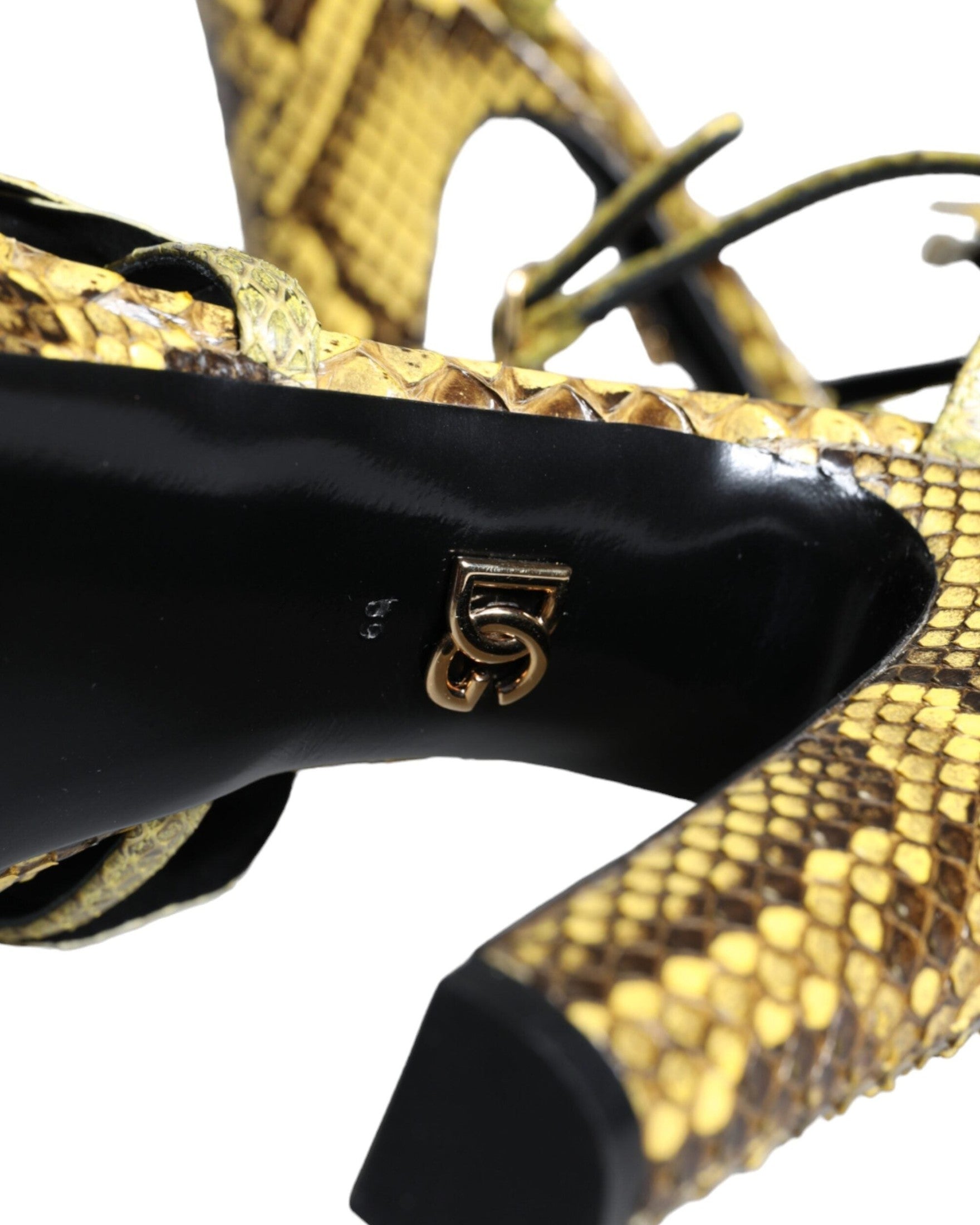 Dolce & Gabbana Yellow Exotic Leather Ankle Strap Heels Sandals Shoes Glam Steals