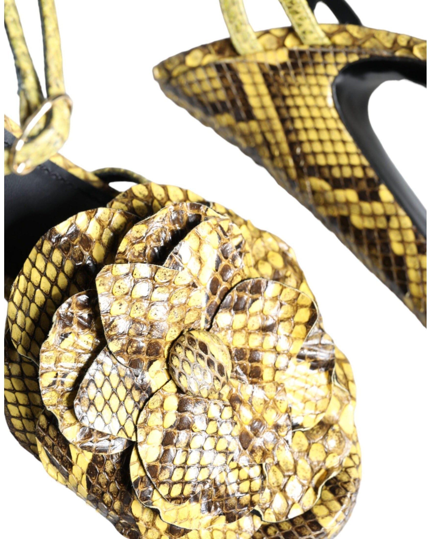 Dolce & Gabbana Yellow Exotic Leather Ankle Strap Heels Sandals Shoes Glam Steals