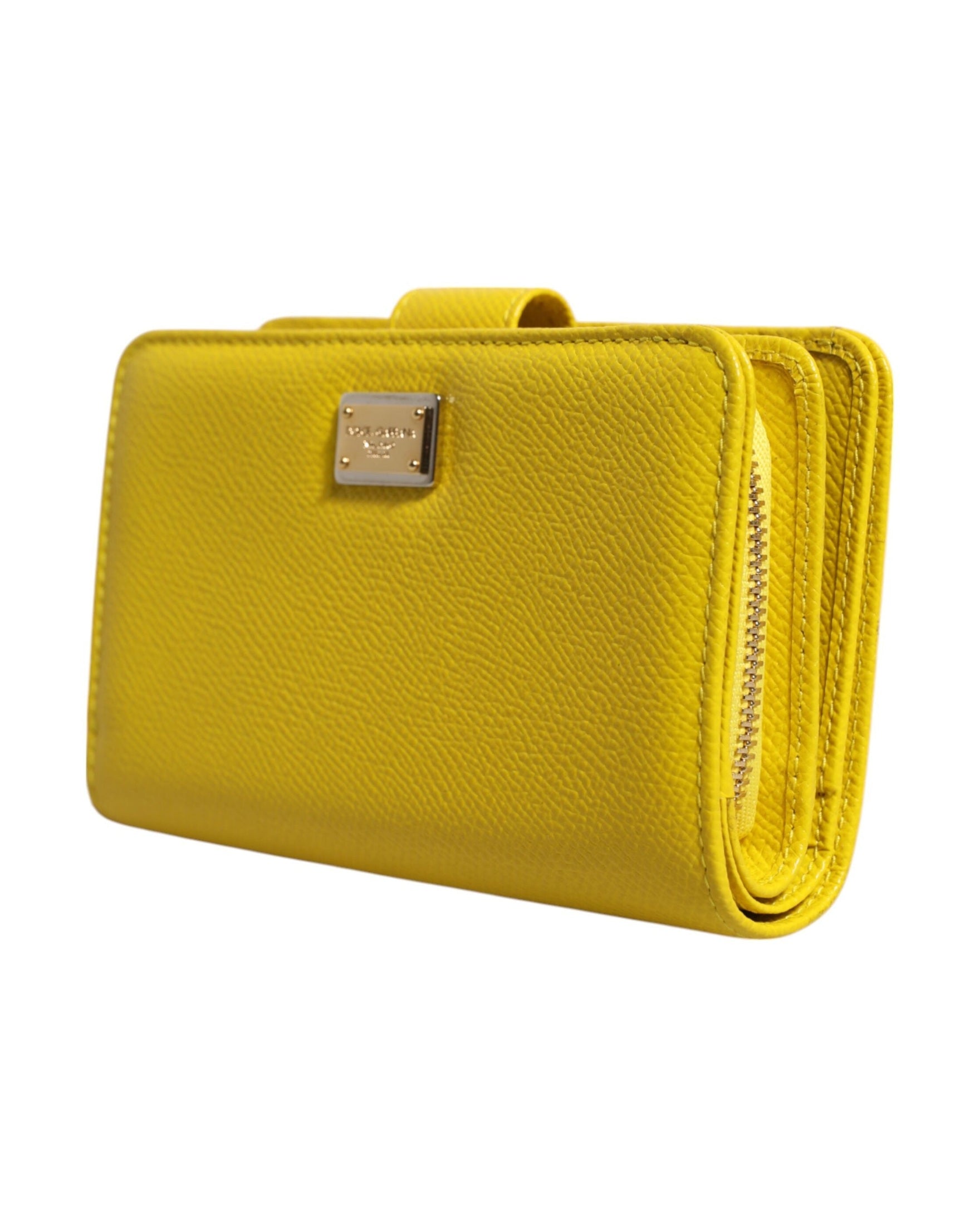 Dolce & Gabbana Yellow Leather Bifold Continental Clutch Wallet Glam Steals