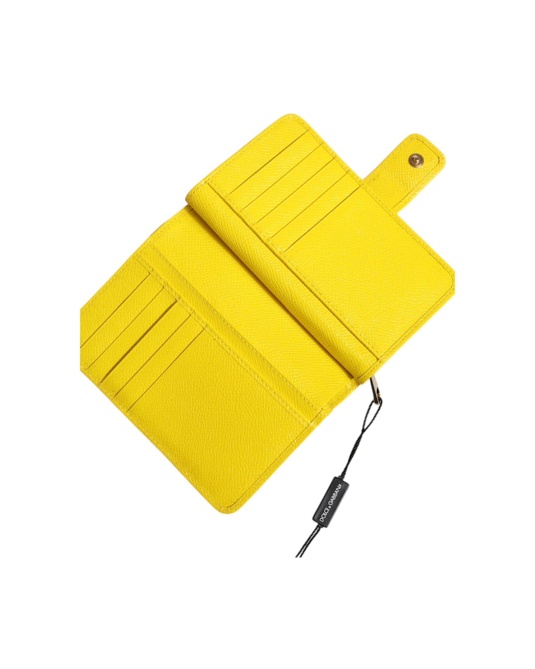 Dolce & Gabbana Yellow Leather Bifold Continental Clutch Wallet Glam Steals