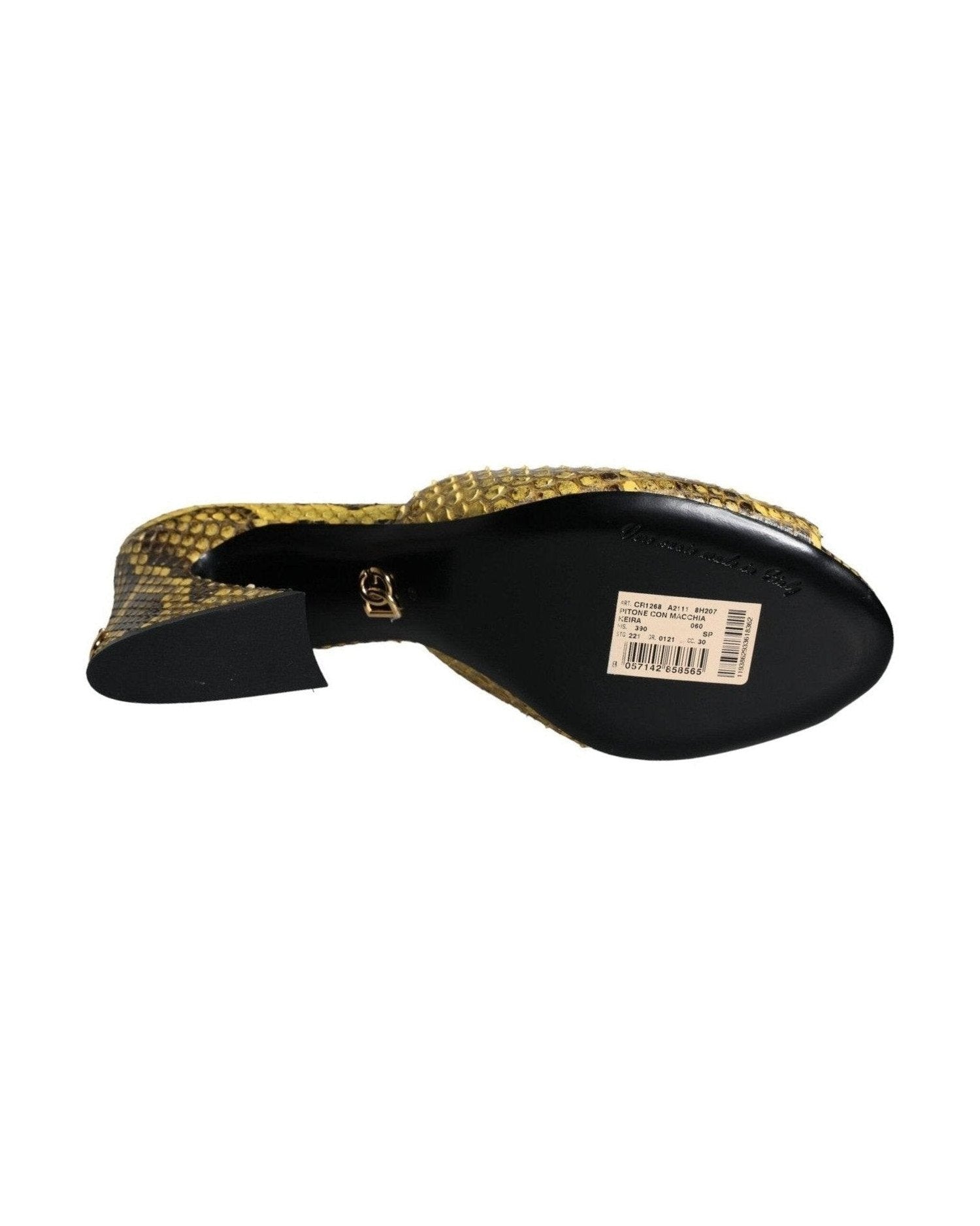 Dolce & Gabbana Yellow Leather Block Heels Slides Shoes Heels