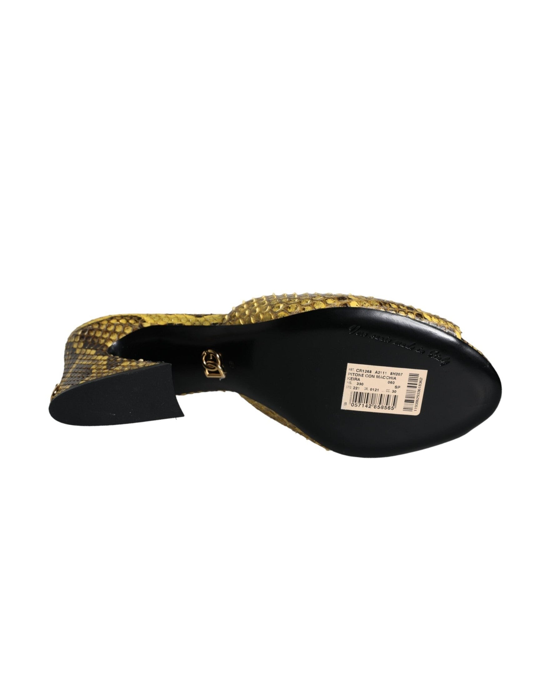 Dolce & Gabbana Yellow Leather Block Heels Slides Shoes Glam Steals