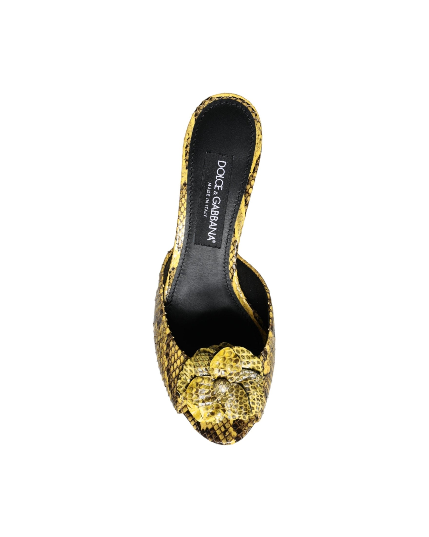 Dolce & Gabbana Yellow Leather Block Heels Slides Shoes Glam Steals