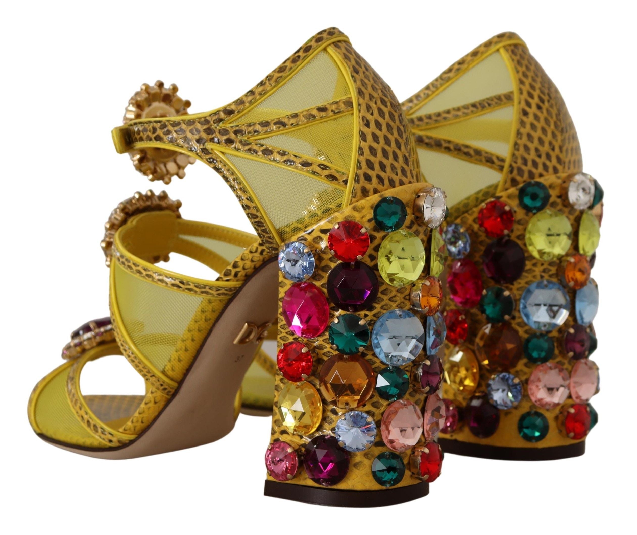 Dolce & Gabbana Yellow Leather Crystal Ayers Sandals Glam Steals