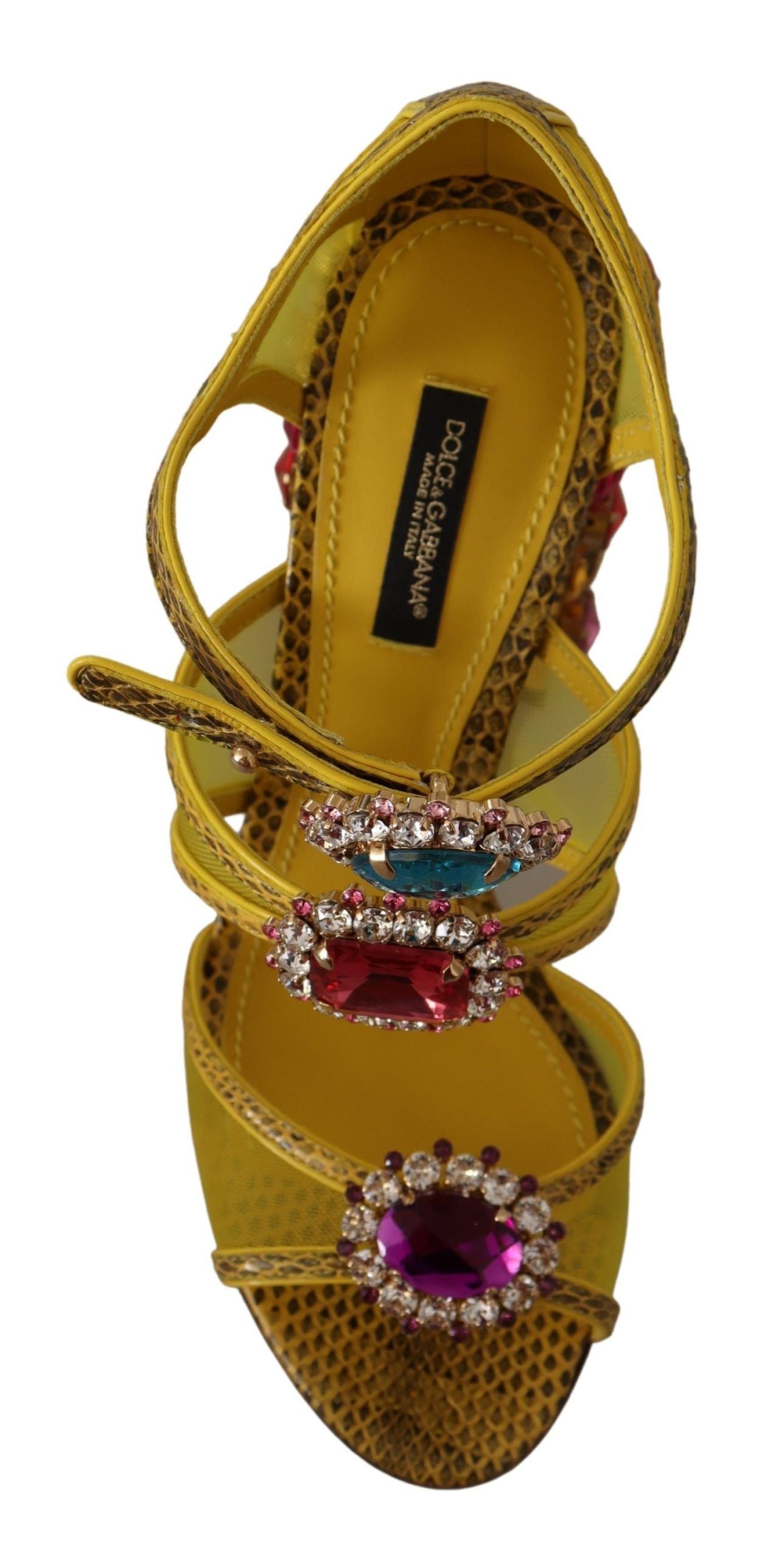 Dolce & Gabbana Yellow Leather Crystal Ayers Sandals Glam Steals