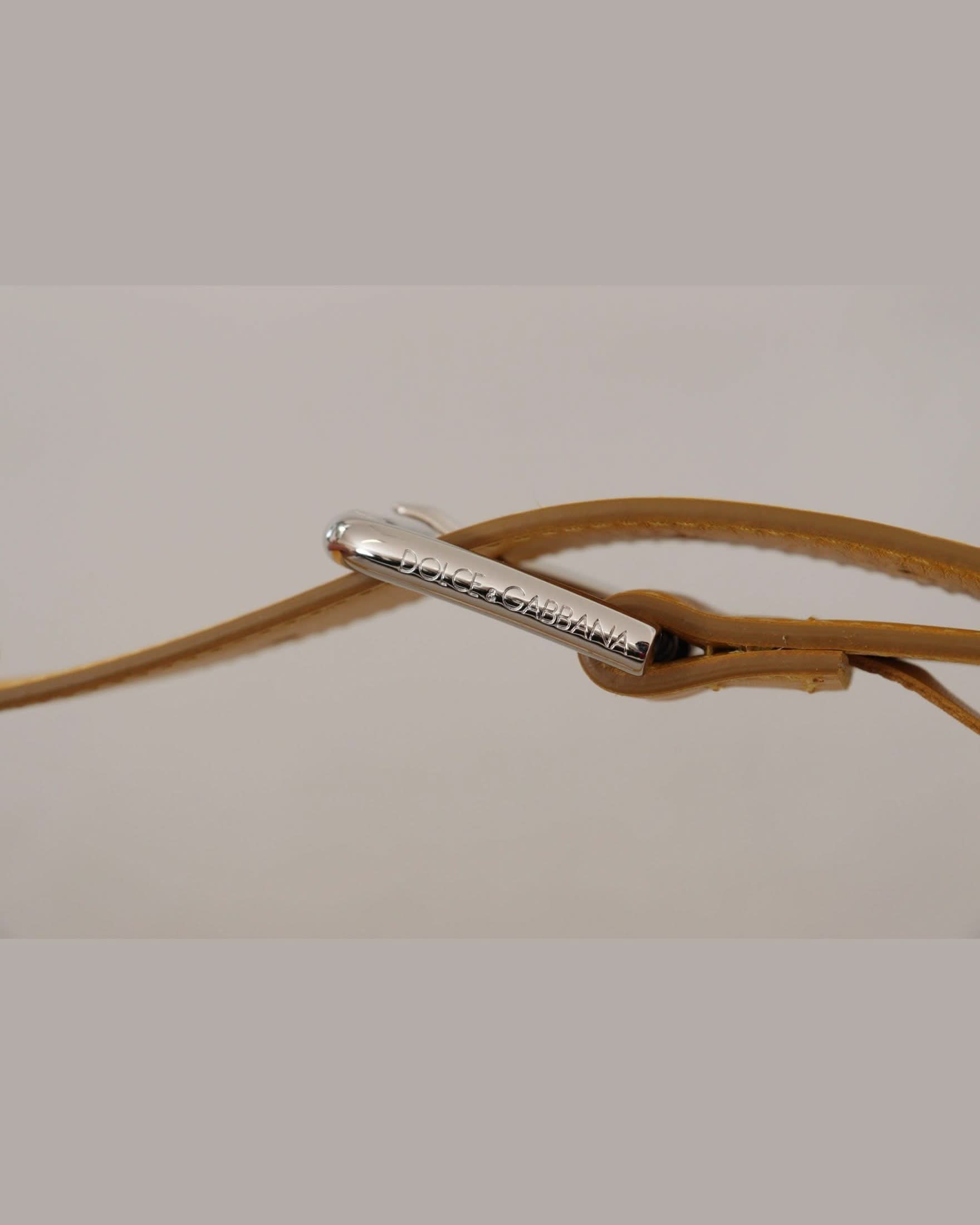 Dolce & Gabbana Yellow Leather Silver Tone Logo Metal Buckle Belt Belts