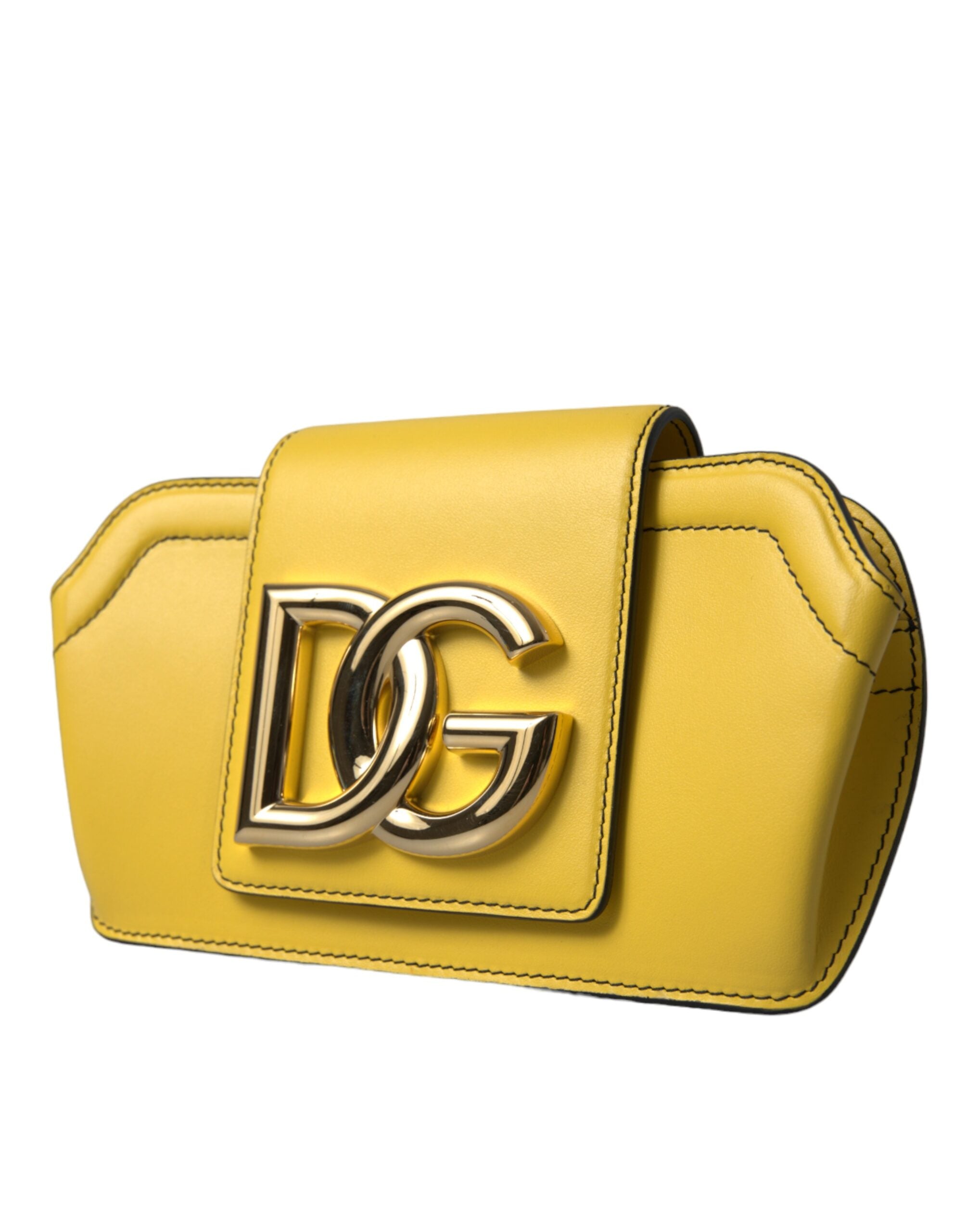 Dolce & Gabbana Yellow Leather Smooth Dg Logo Clutch Crossbody Case Bag Glam Steals