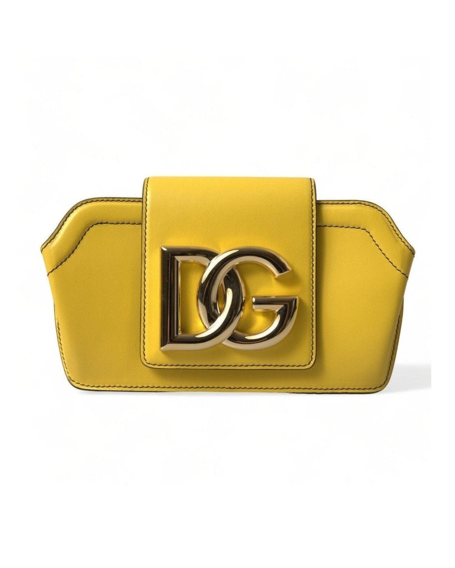 Dolce & Gabbana Yellow Leather Smooth Dg Logo Clutch Crossbody Case Bag Cross Body Bags