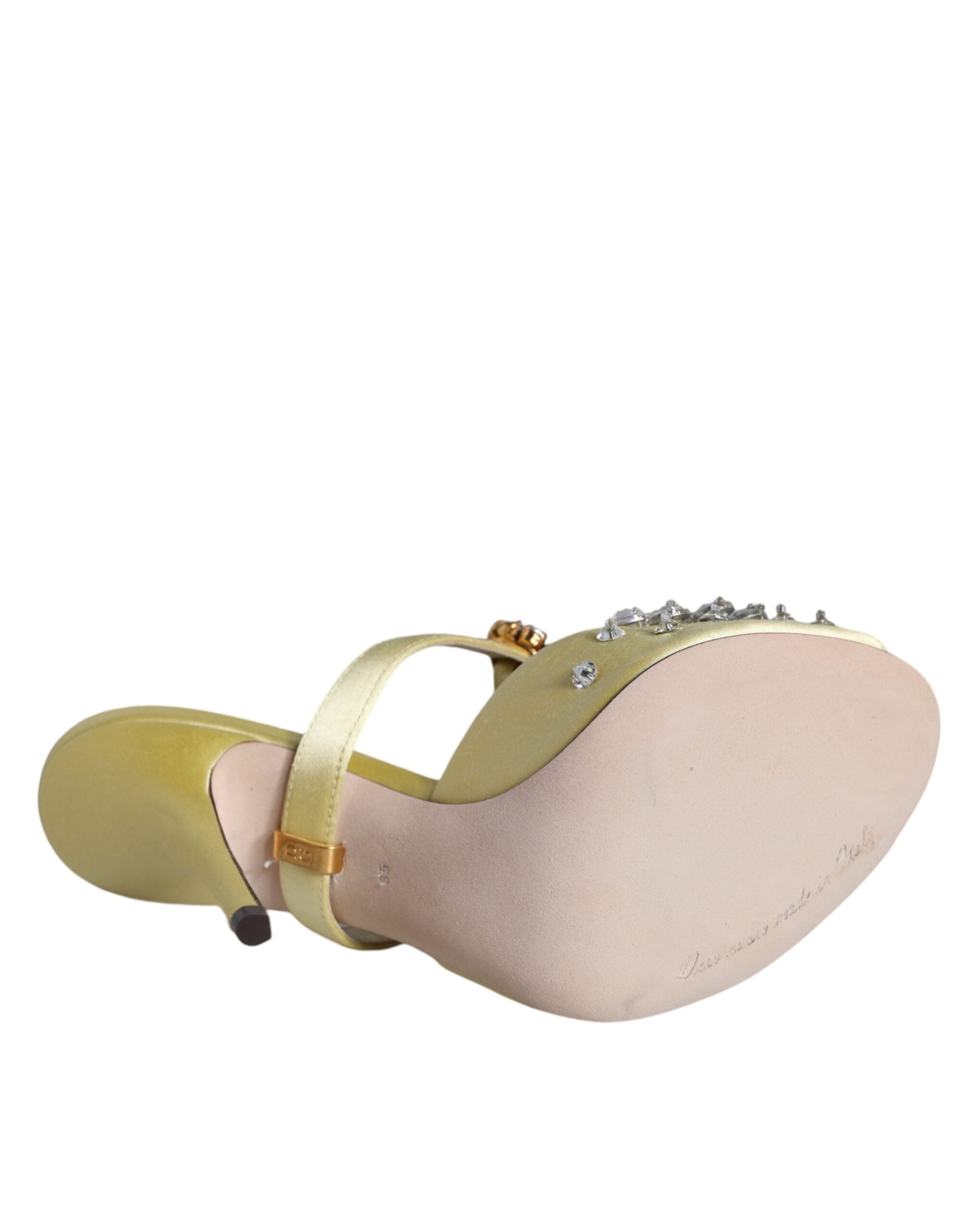 Dolce & Gabbana Yellow Mary Janes Satin Crystal Sandals Shoes Glam Steals