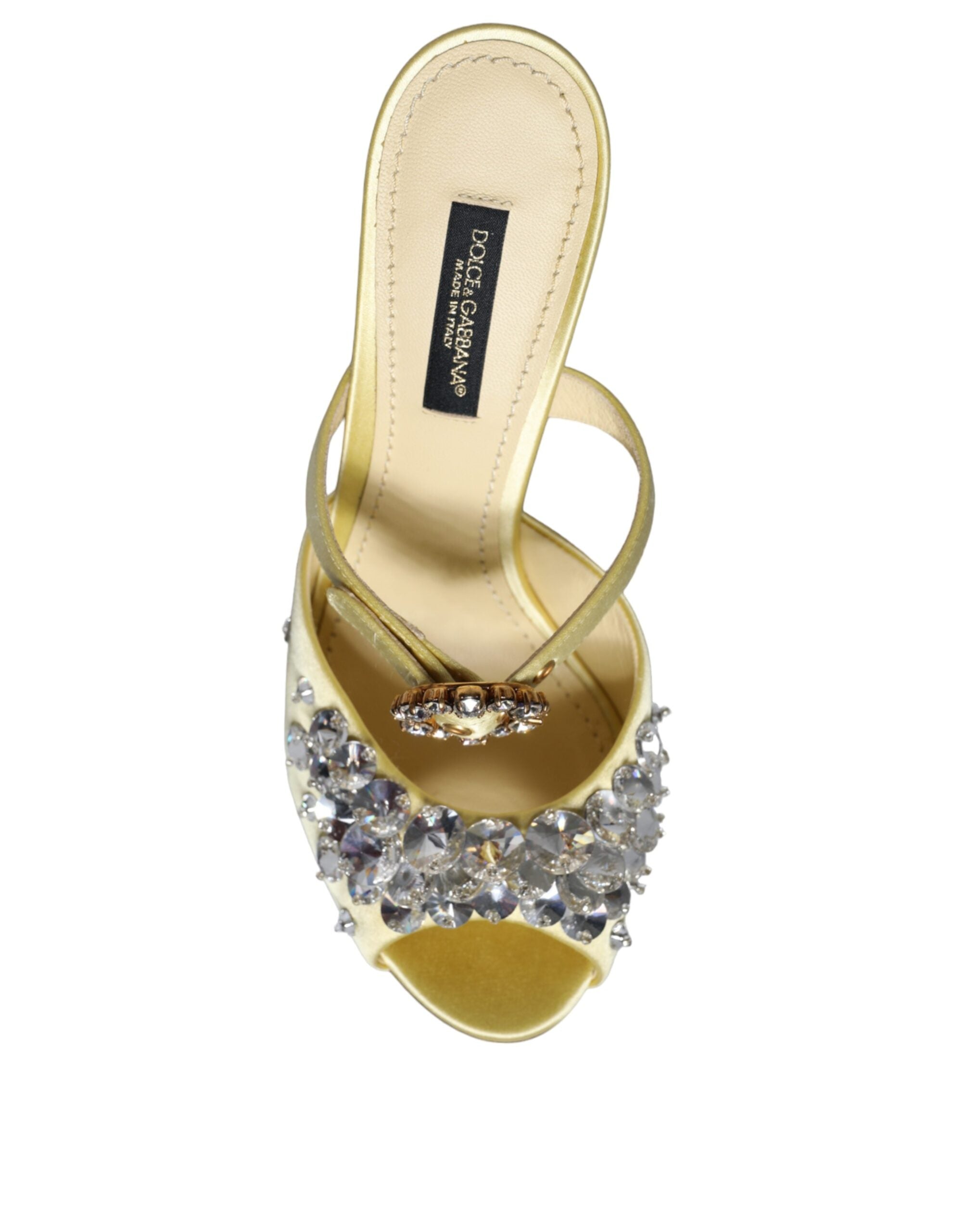 Dolce & Gabbana Yellow Mary Janes Satin Crystal Sandals Shoes Glam Steals