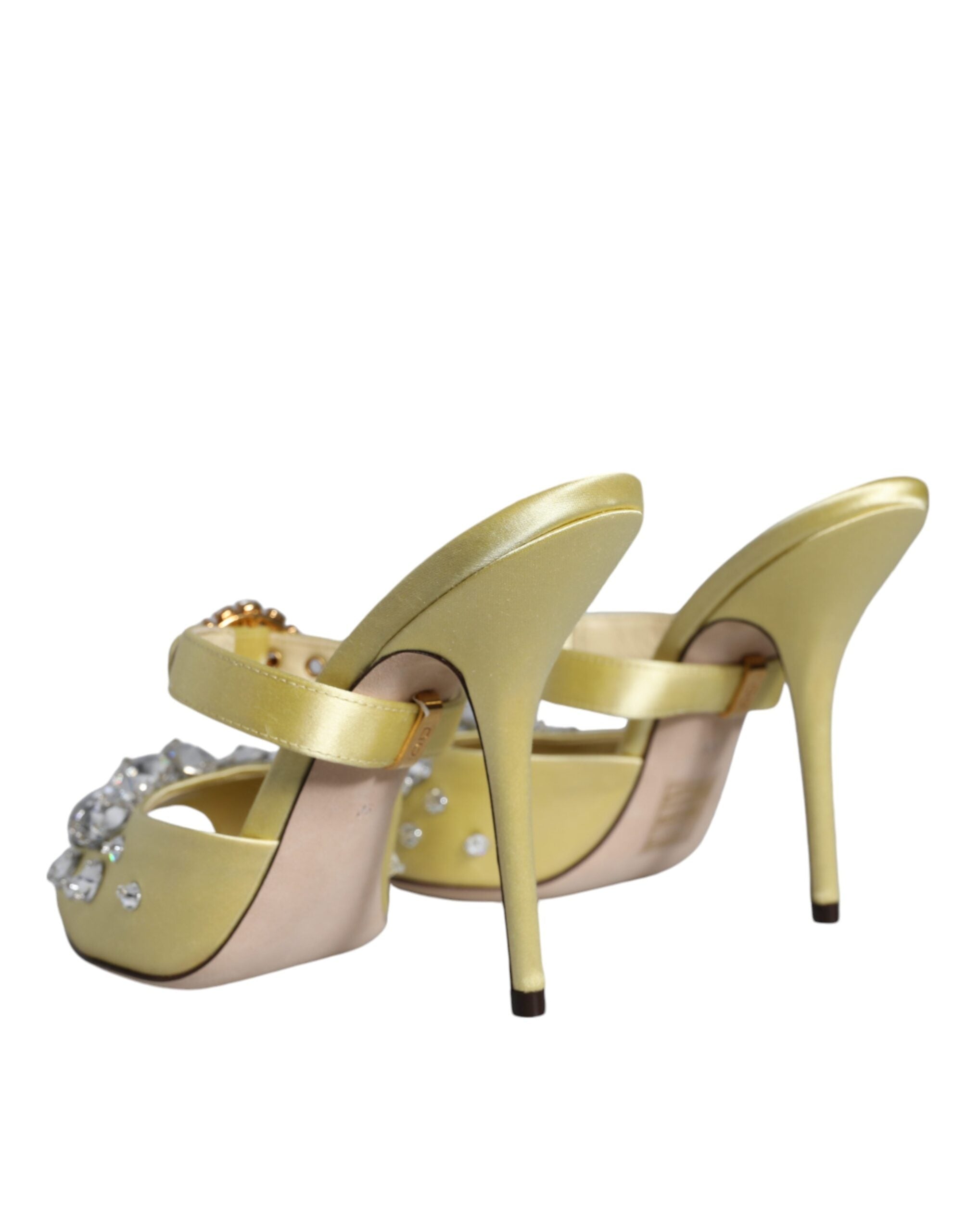 Dolce & Gabbana Yellow Mary Janes Satin Crystal Sandals Shoes Glam Steals