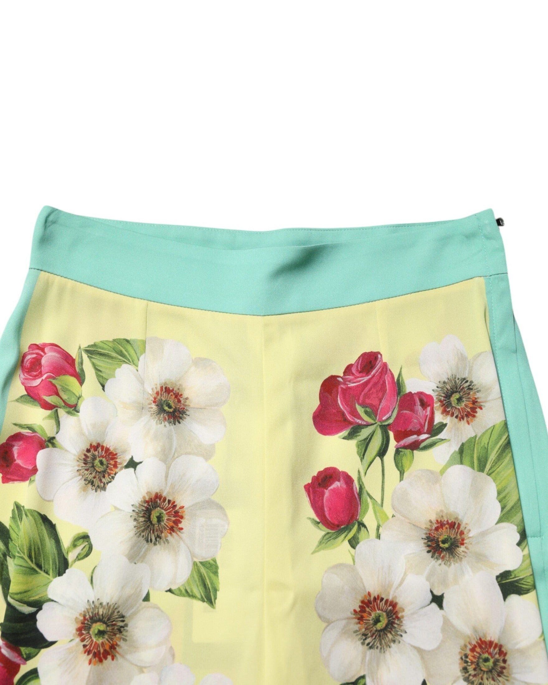 Dolce & Gabbana Yellow Silk Floral Leggings Pant Glam Steals