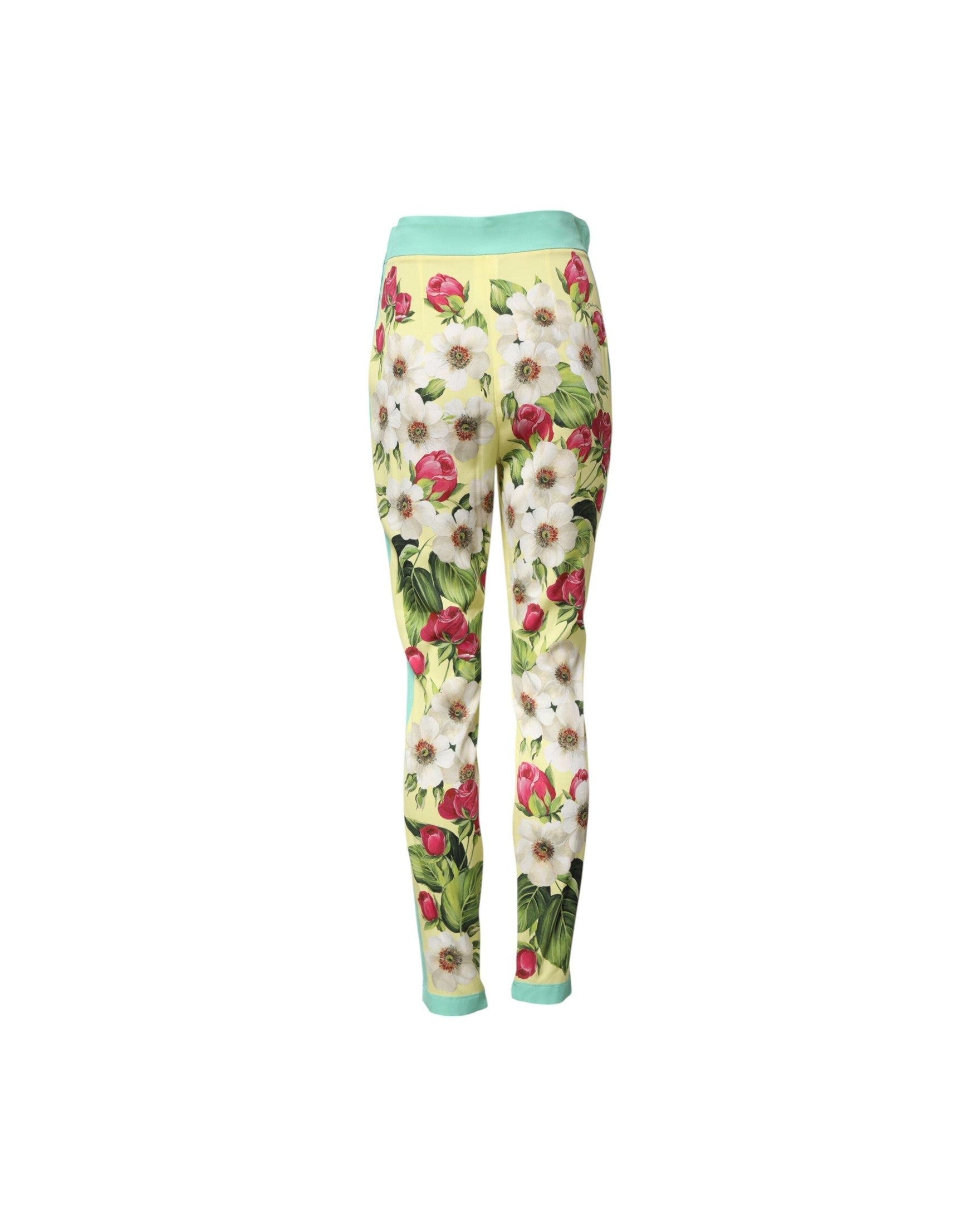 Dolce & Gabbana Yellow Silk Floral Leggings Pant Glam Steals