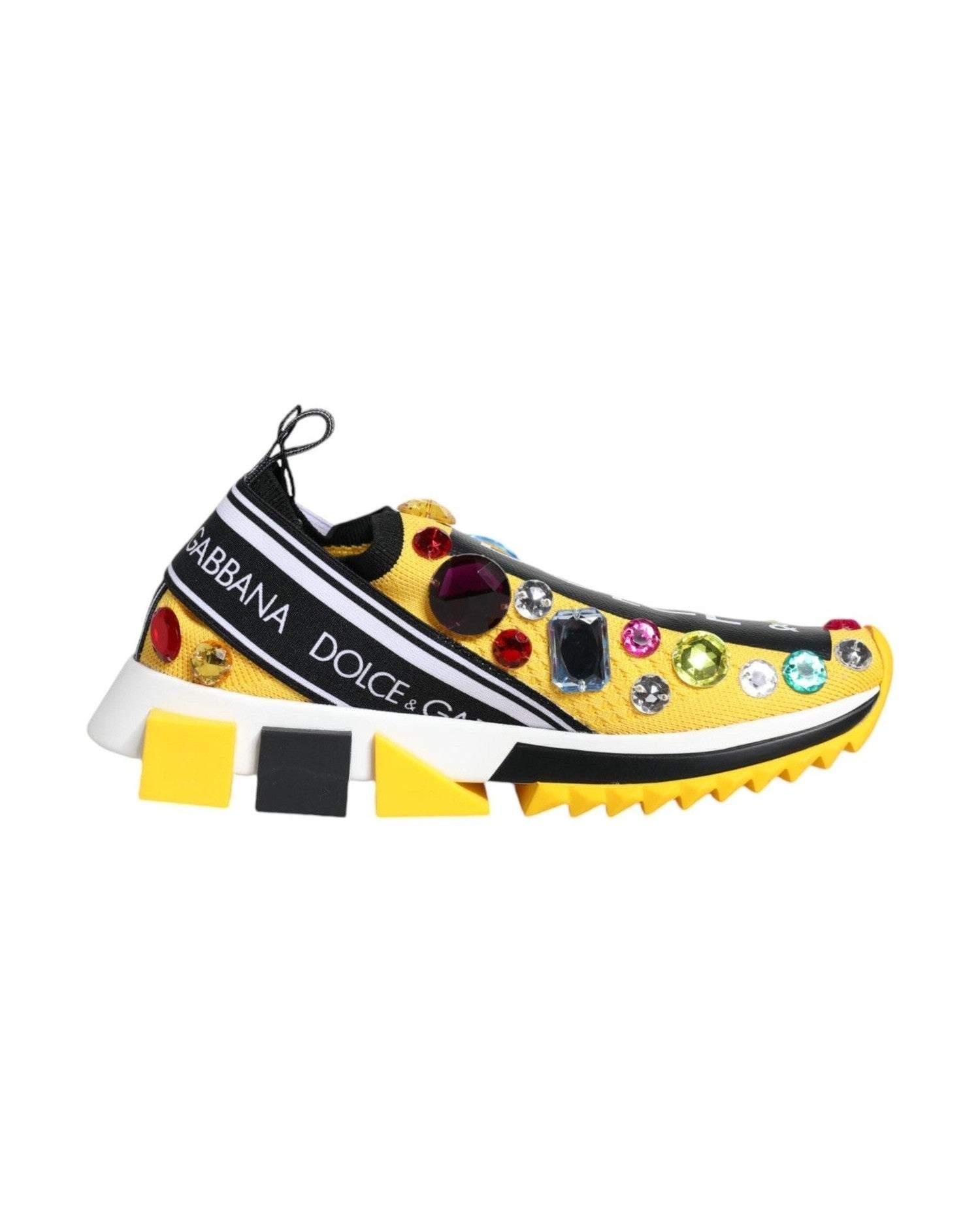 Dolce & Gabbana Yellow Sorrento Crystals Low Top Sneakers Shoes Sneakers