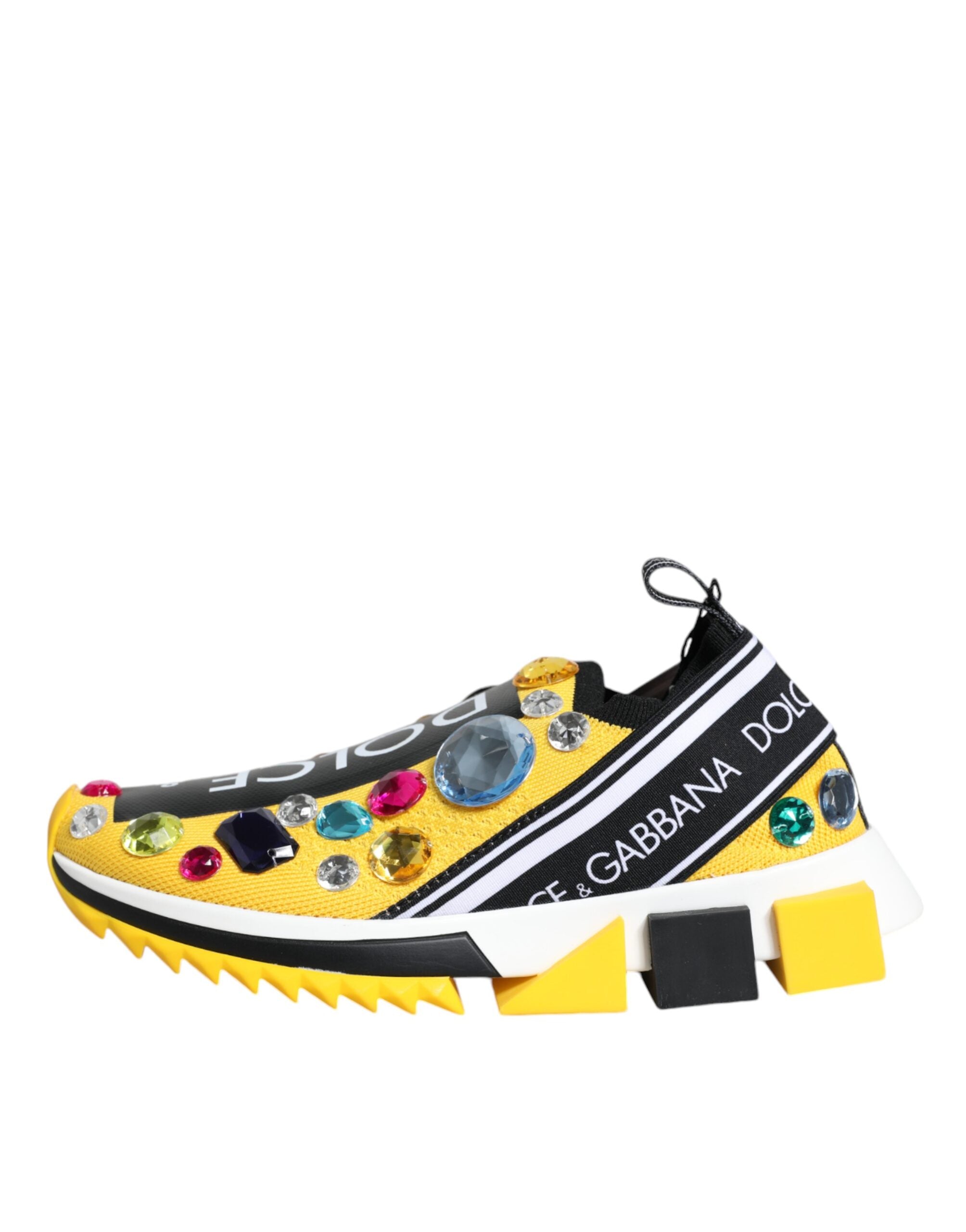 Dolce & Gabbana Yellow Sorrento Crystals Low Top Sneakers Shoes Glam Steals
