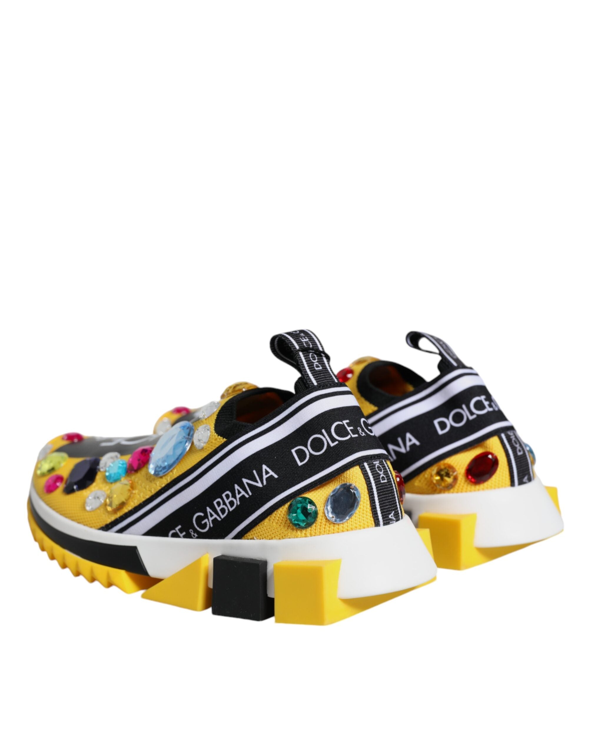 Dolce & Gabbana Yellow Sorrento Crystals Low Top Sneakers Shoes Glam Steals