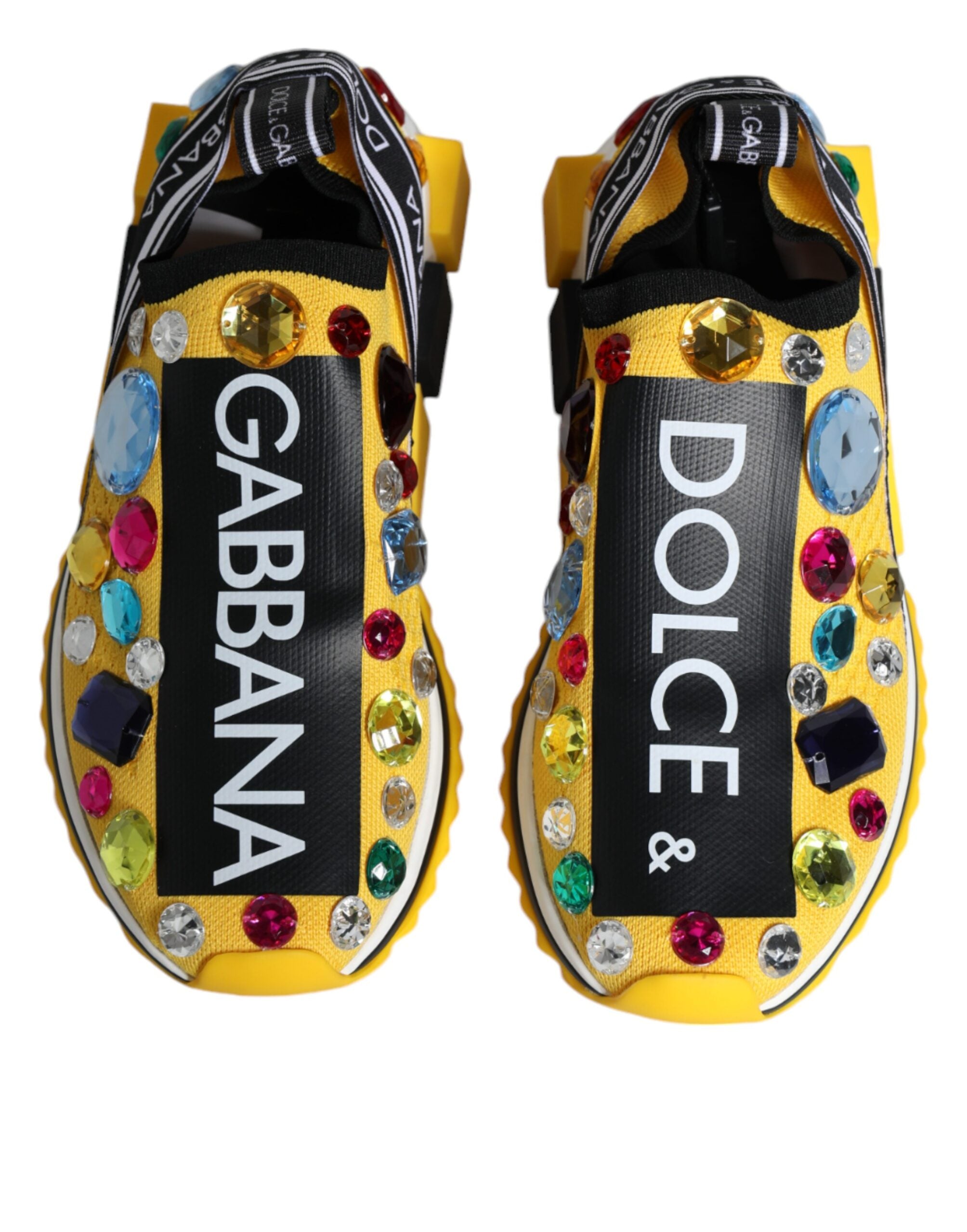 Dolce & Gabbana Yellow Sorrento Crystals Low Top Sneakers Shoes Glam Steals