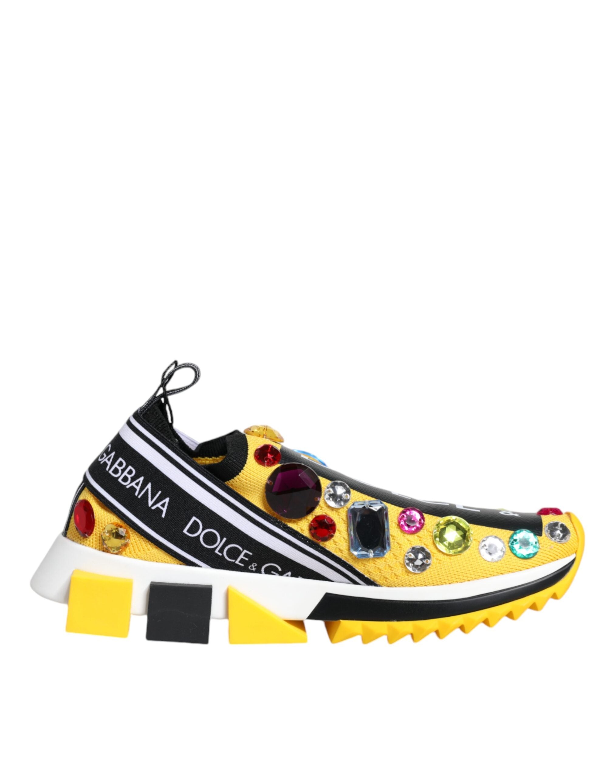 Dolce & Gabbana Yellow Sorrento Crystals Low Top Sneakers Shoes Glam Steals