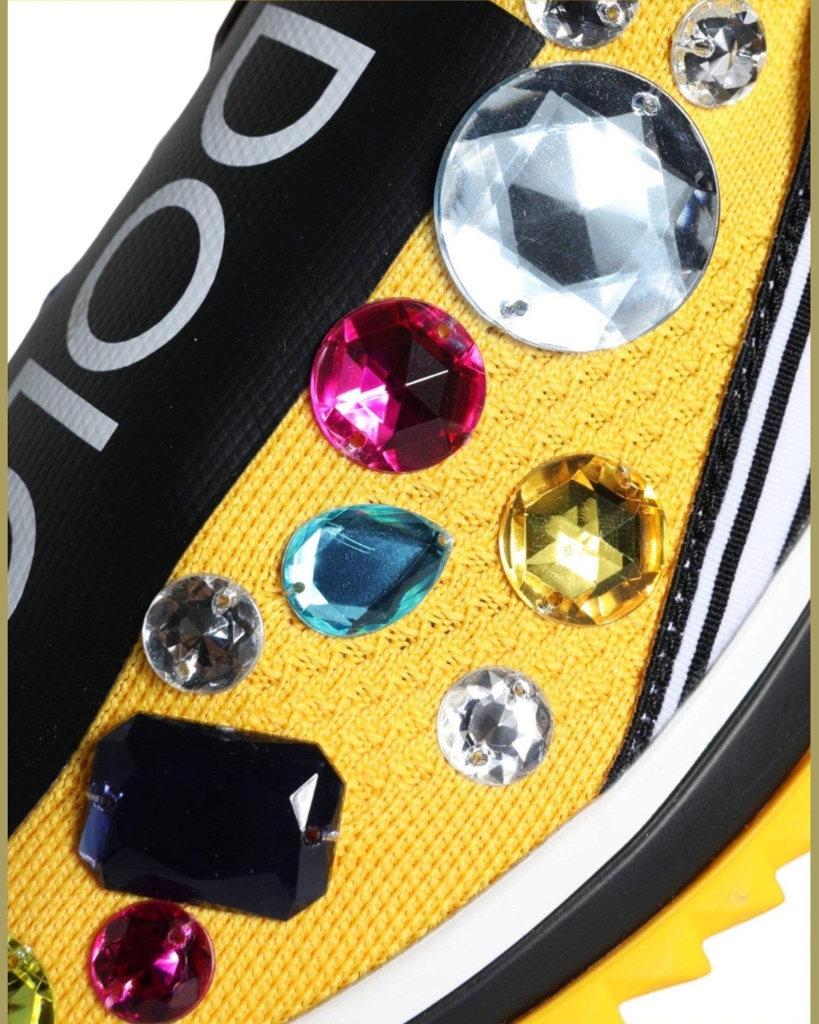 Dolce & Gabbana Yellow Sorrento Crystals Sneakers Womens Shoes Sneakers