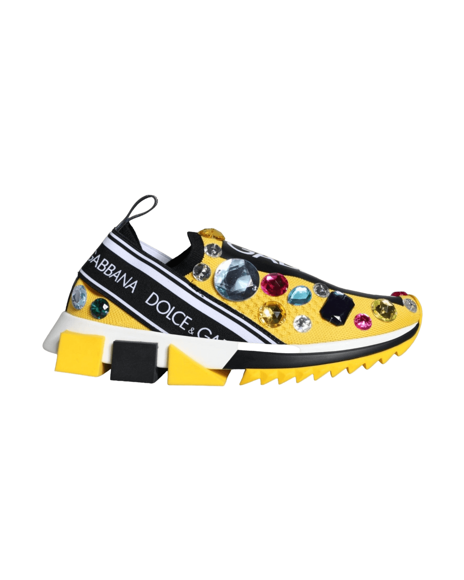 Dolce & Gabbana Yellow Sorrento Crystals Sneakers Womens Shoes Sneakers