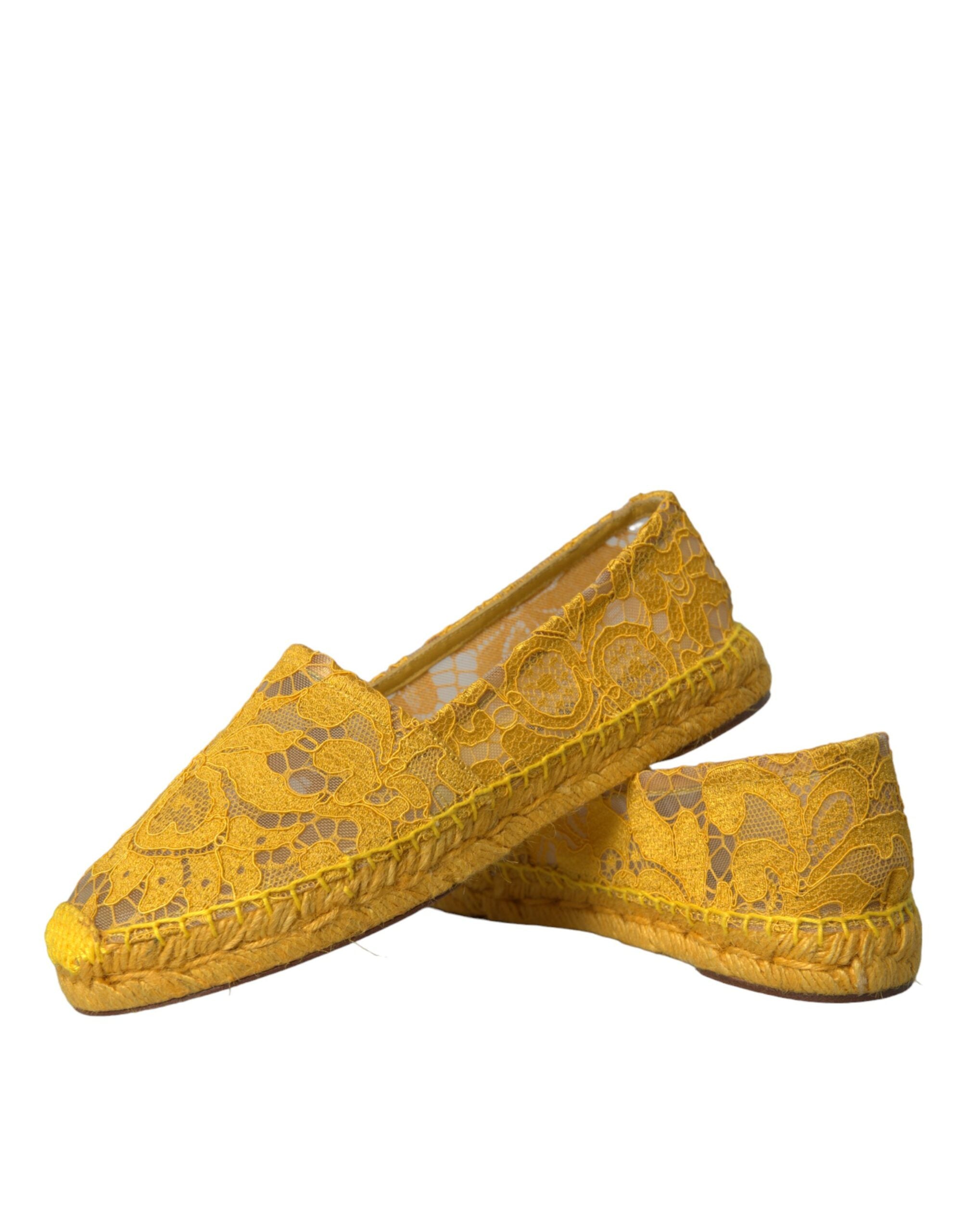 Dolce & Gabbana Yellow Taormina Lace Espadrille Loafers Flats Shoes Glam Steals