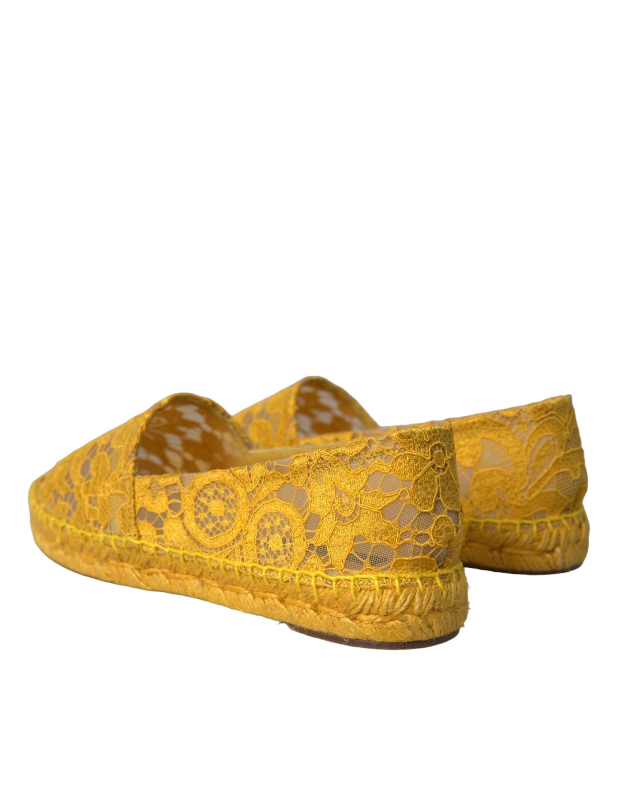 Dolce & Gabbana Yellow Taormina Lace Espadrille Loafers Flats Shoes Glam Steals