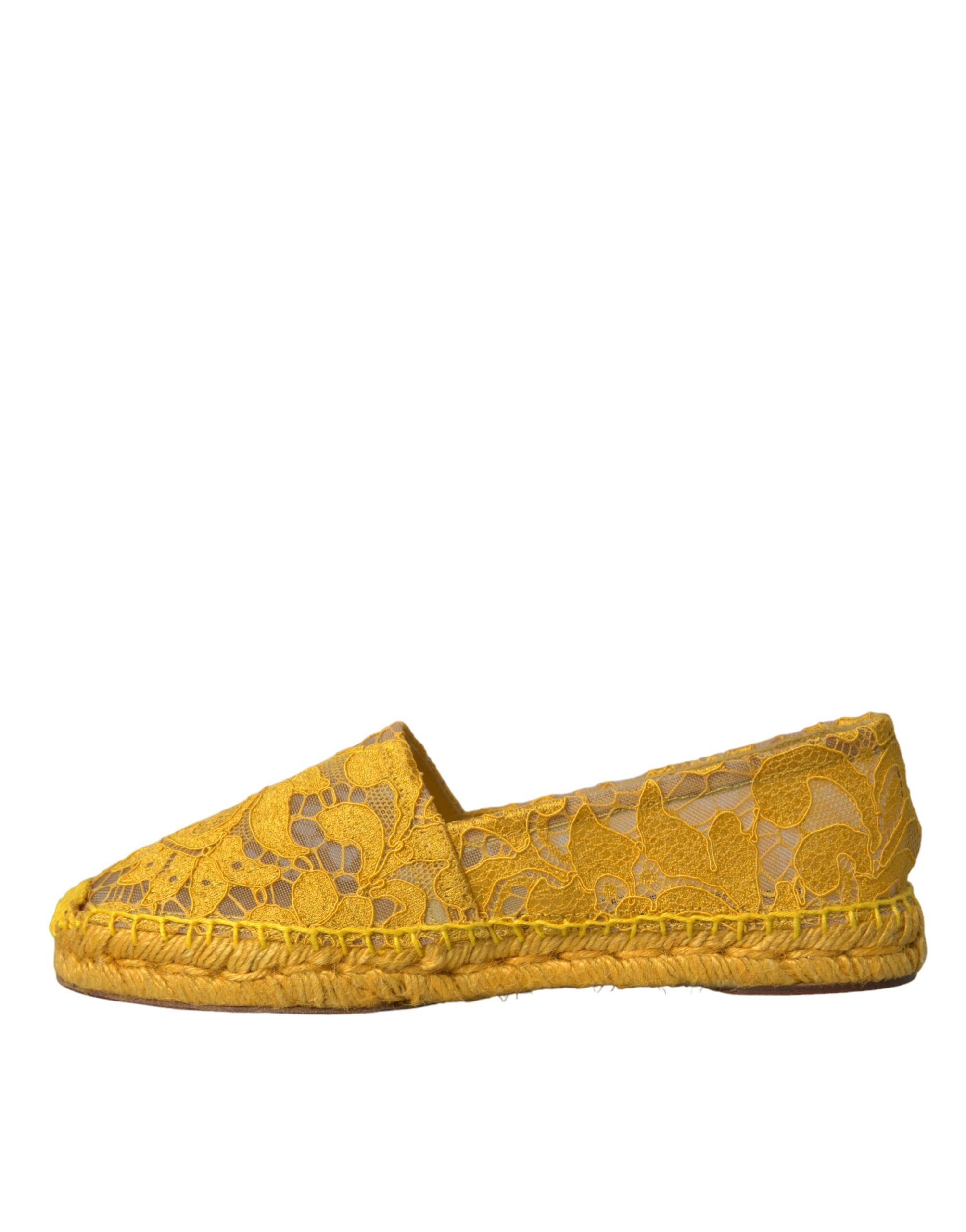 Dolce & Gabbana Yellow Taormina Lace Espadrille Loafers Flats Shoes Glam Steals