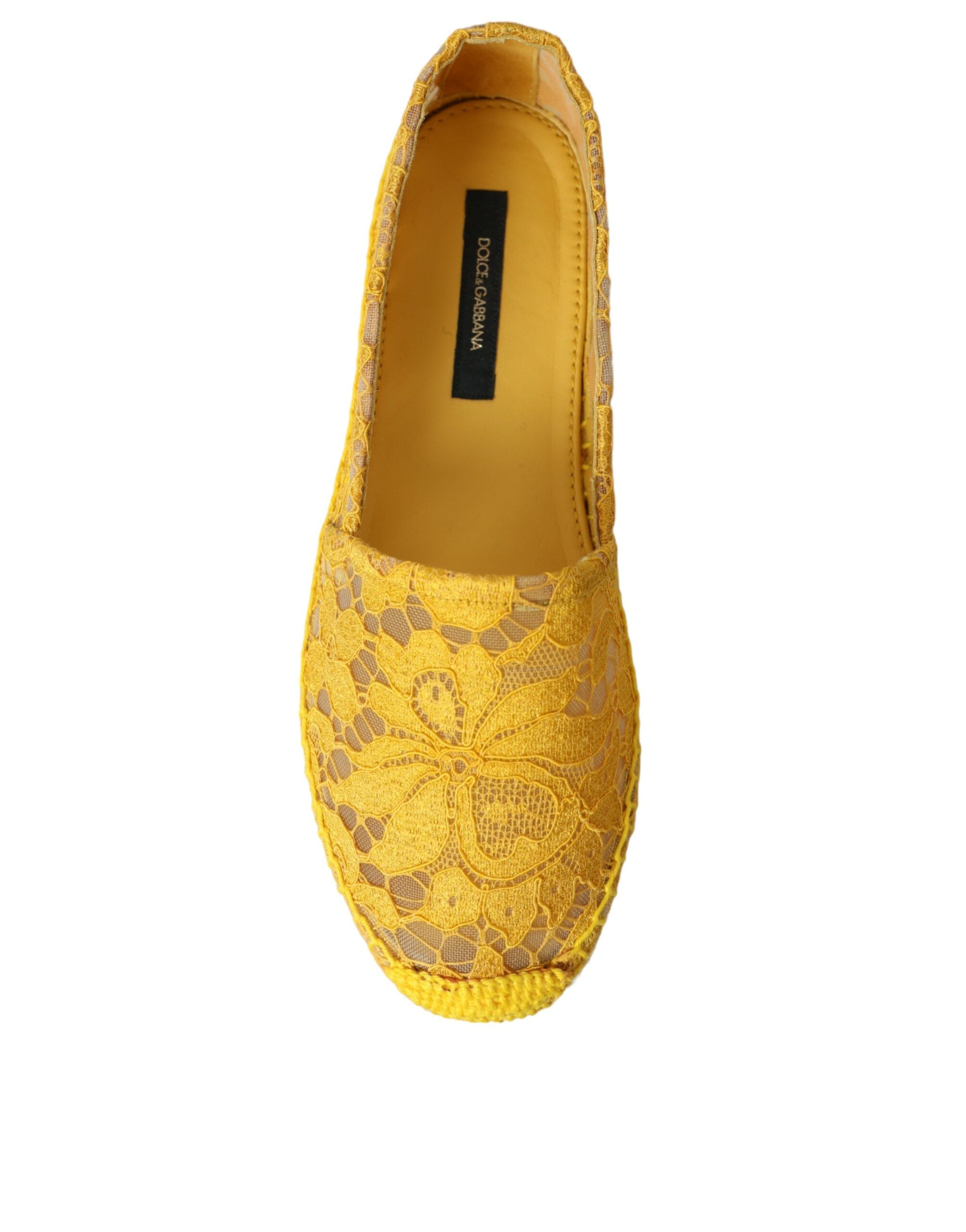 Dolce & Gabbana Yellow Taormina Lace Espadrille Loafers Flats Shoes Glam Steals