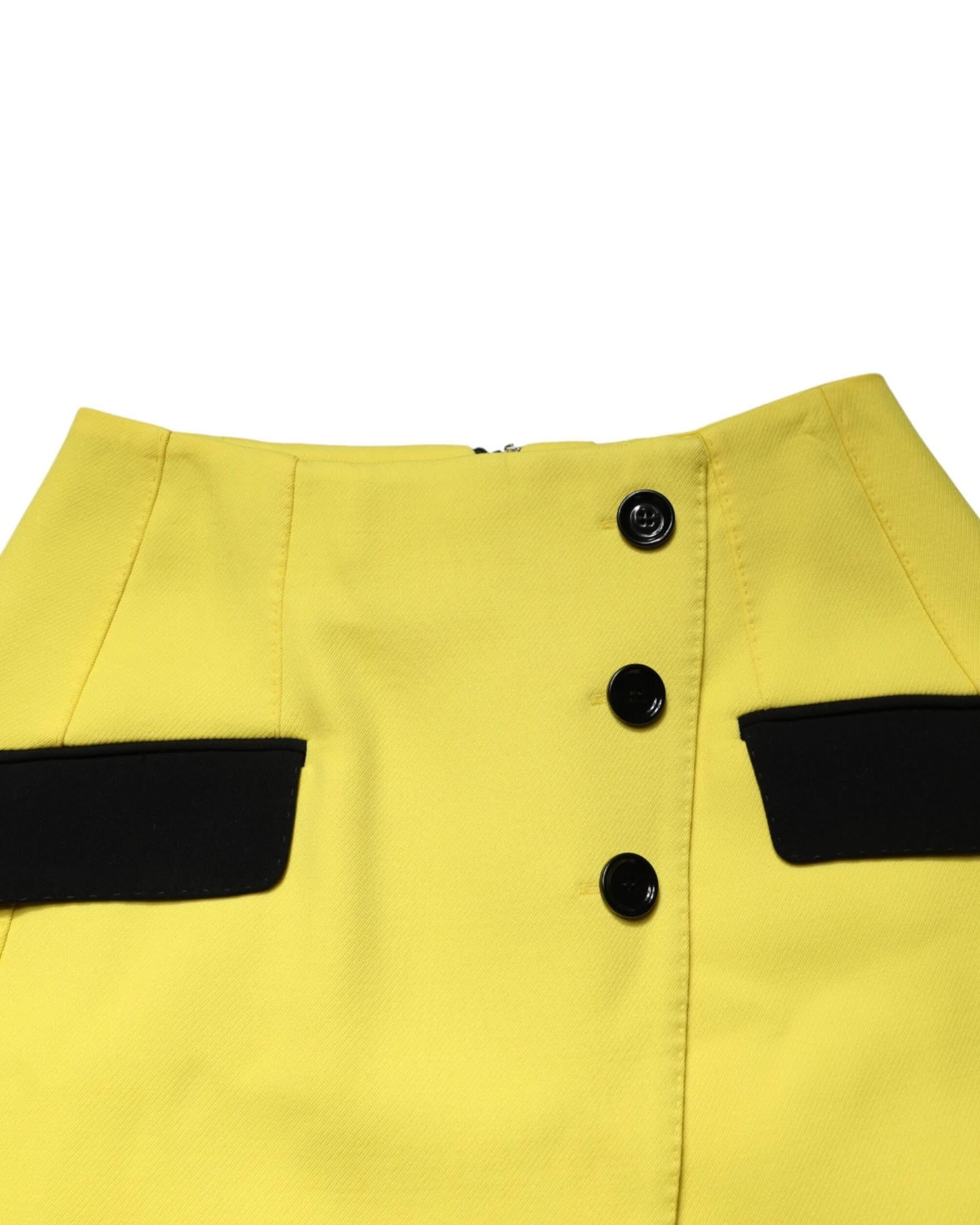 Dolce & Gabbana Yellow Wool Buttoned High Waist Mini Skirt Skirts