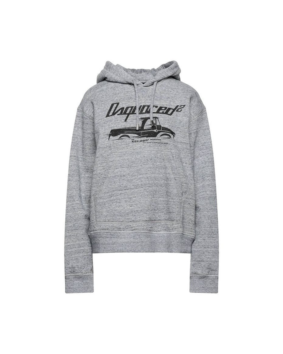 Dsquared² Gray Cotton Sweatshirt Hoodies