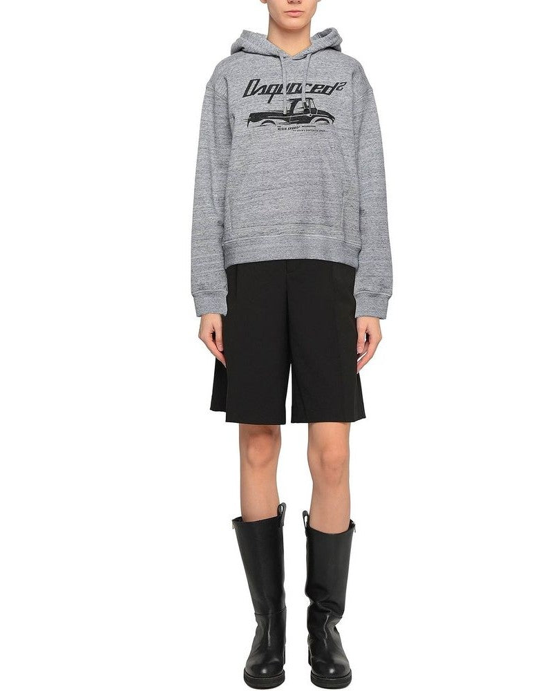 Dsquared² Gray Cotton Sweatshirt Hoodies