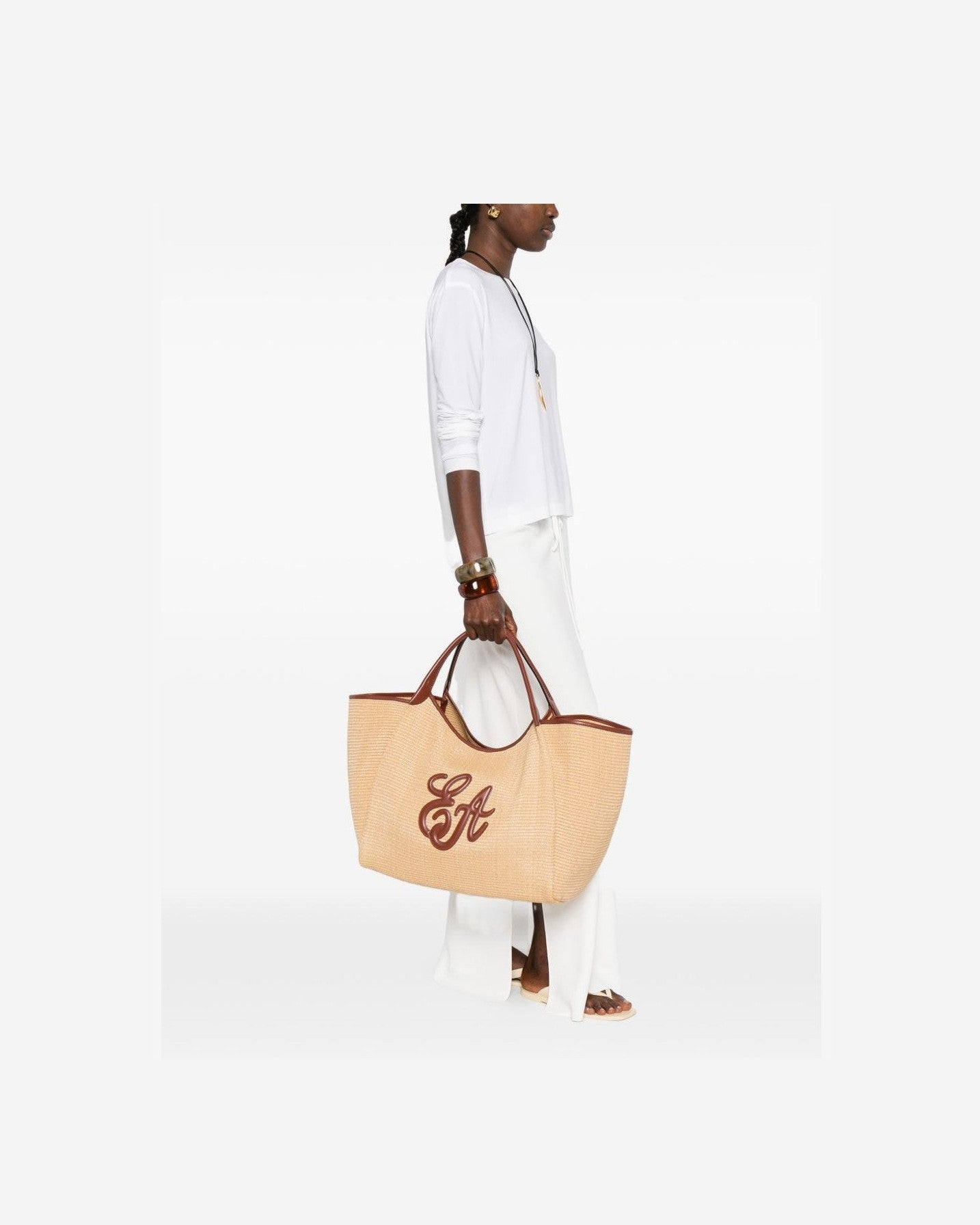 Emporio Armani Brown Leather Bag Shopper